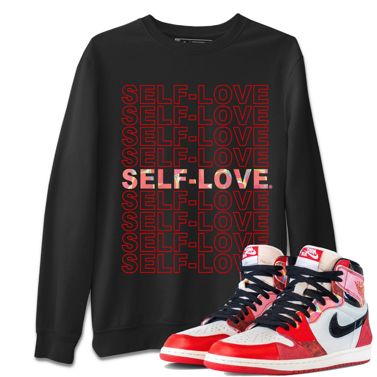 Air Jordan 1 Spider Man Sneaker Match Tees Self Love Sneaker Release Tees Spider-Man: Across the Spider-Verse x Air Jordan 1 Sneaker Release Tees Unisex Shirts Black 1