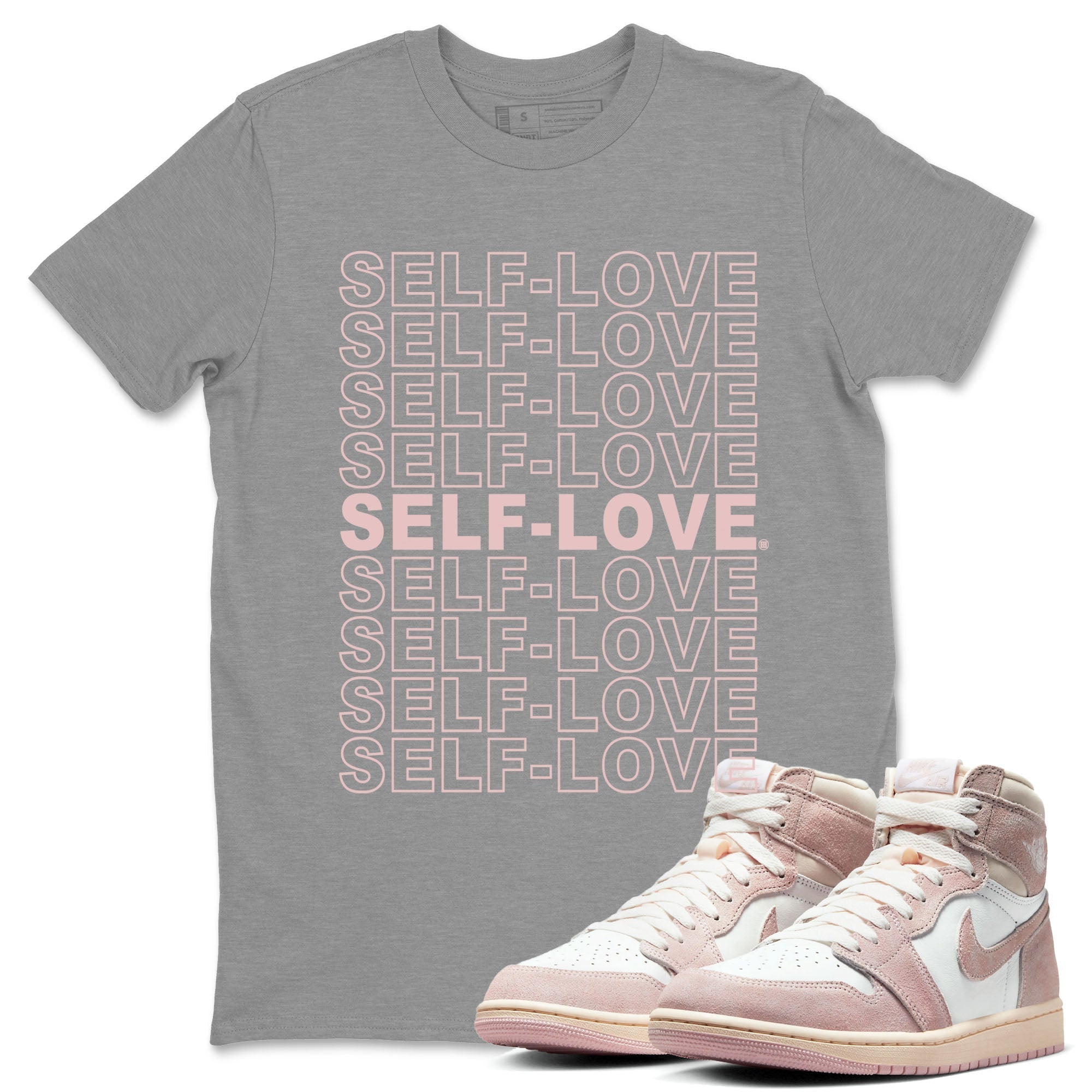 Air Jordan 1 Washed Pink Self Love Crew Neck Streetwear Sneaker Shirt Air Jordan 1 Washed Pink Sneaker T-Shirts Size Chart