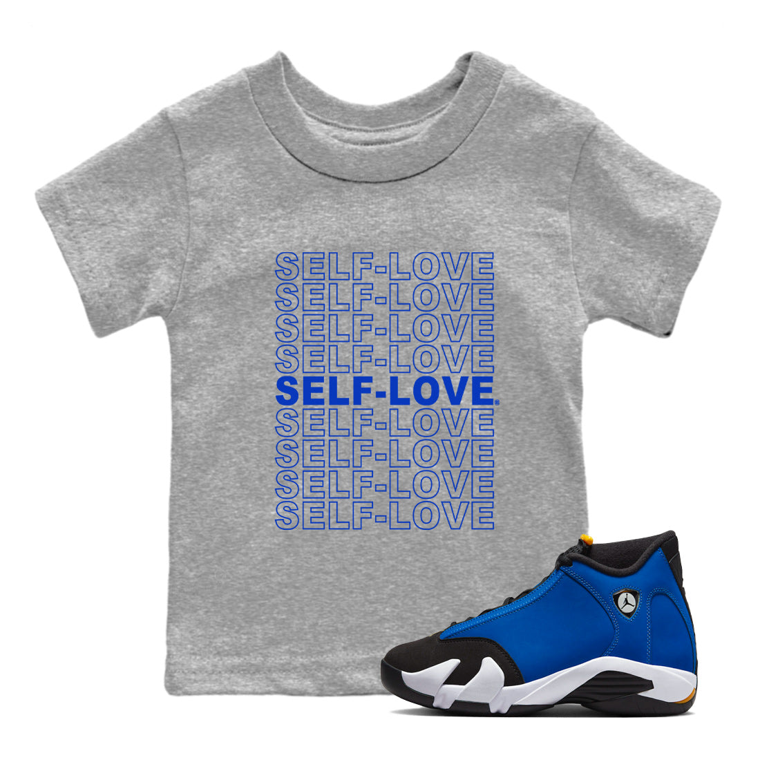 14 Laney Sneaker Match Tees Self Love Streetwear Sneaker Shirt Air Jordan 14 Laney Sneaker Release Tees Kids Shirts Heather Grey 1