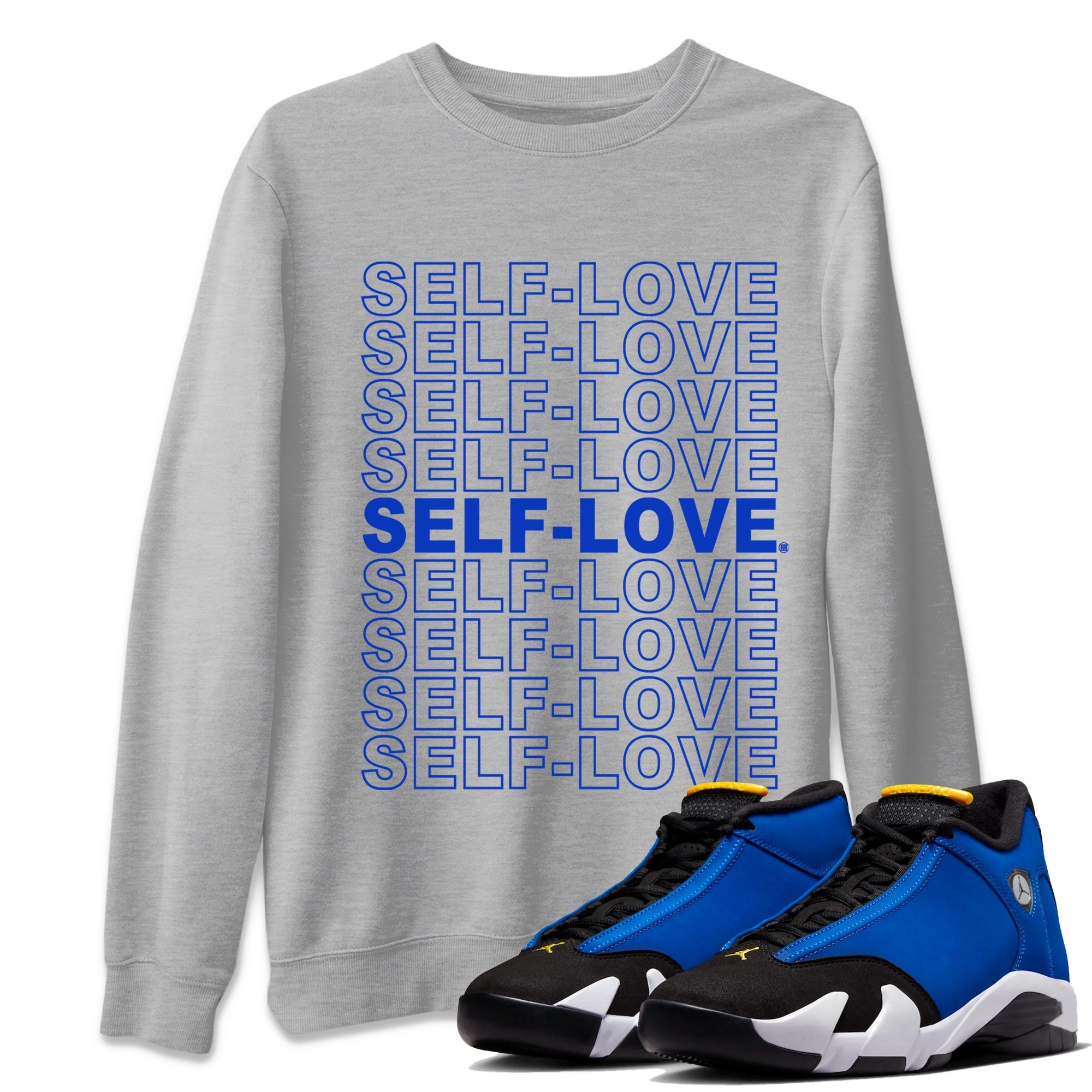 14 Laney Sneaker Match Tees Self Love Streetwear Sneaker Shirt Air Jordan 14 Laney Sneaker Release Tees Unisex Shirts Heather Grey 1