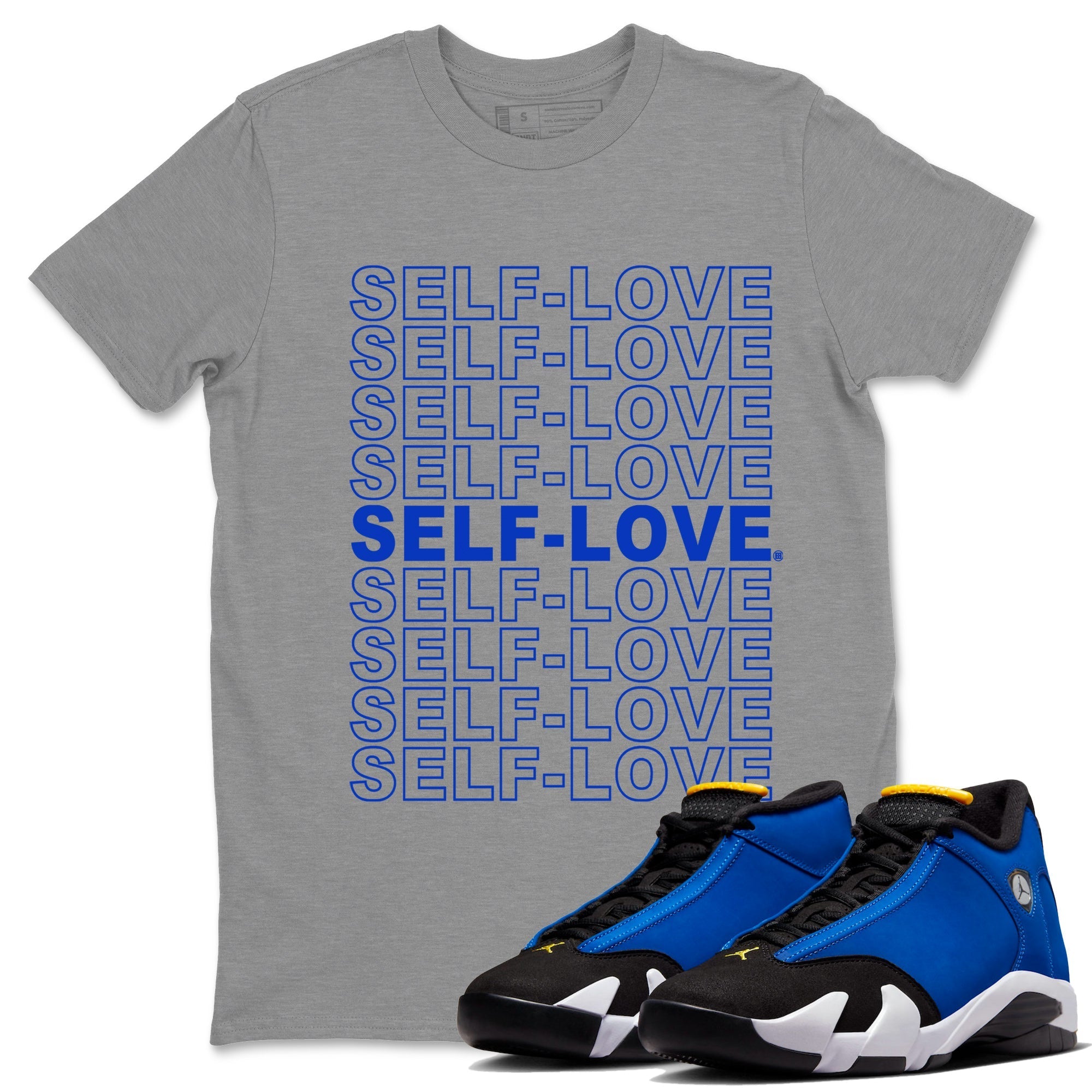 14 Laney Sneaker Match Tees Self Love Streetwear Sneaker Shirt Air Jordan 14 Laney Sneaker Release Tees Unisex Shirts Heather Grey 1
