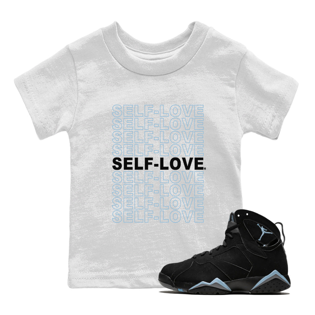 Air Jordan 7 Chambray Sneaker Match Tees Self Love Streetwear Sneaker Shirt AJ7 Chambray Drip Gear Zone Sneaker Matching Clothing Kids Shirts White 1