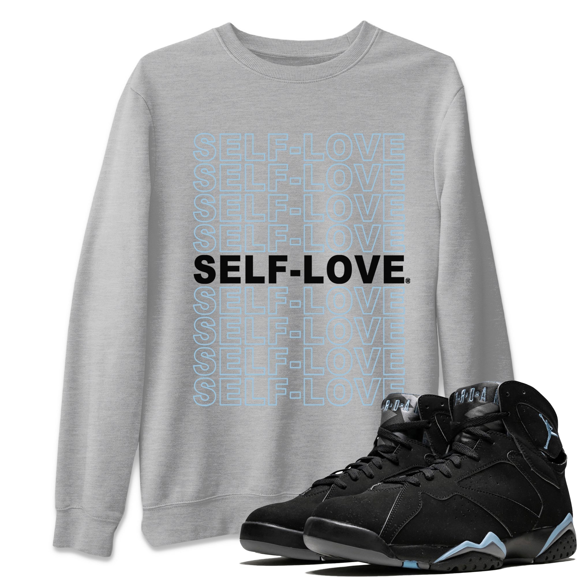 Air Jordan 7 Chambray Sneaker Match Tees Self Love Streetwear Sneaker Shirt AJ7 Chambray Drip Gear Zone Sneaker Matching Clothing Unisex Shirts Heather Grey 1