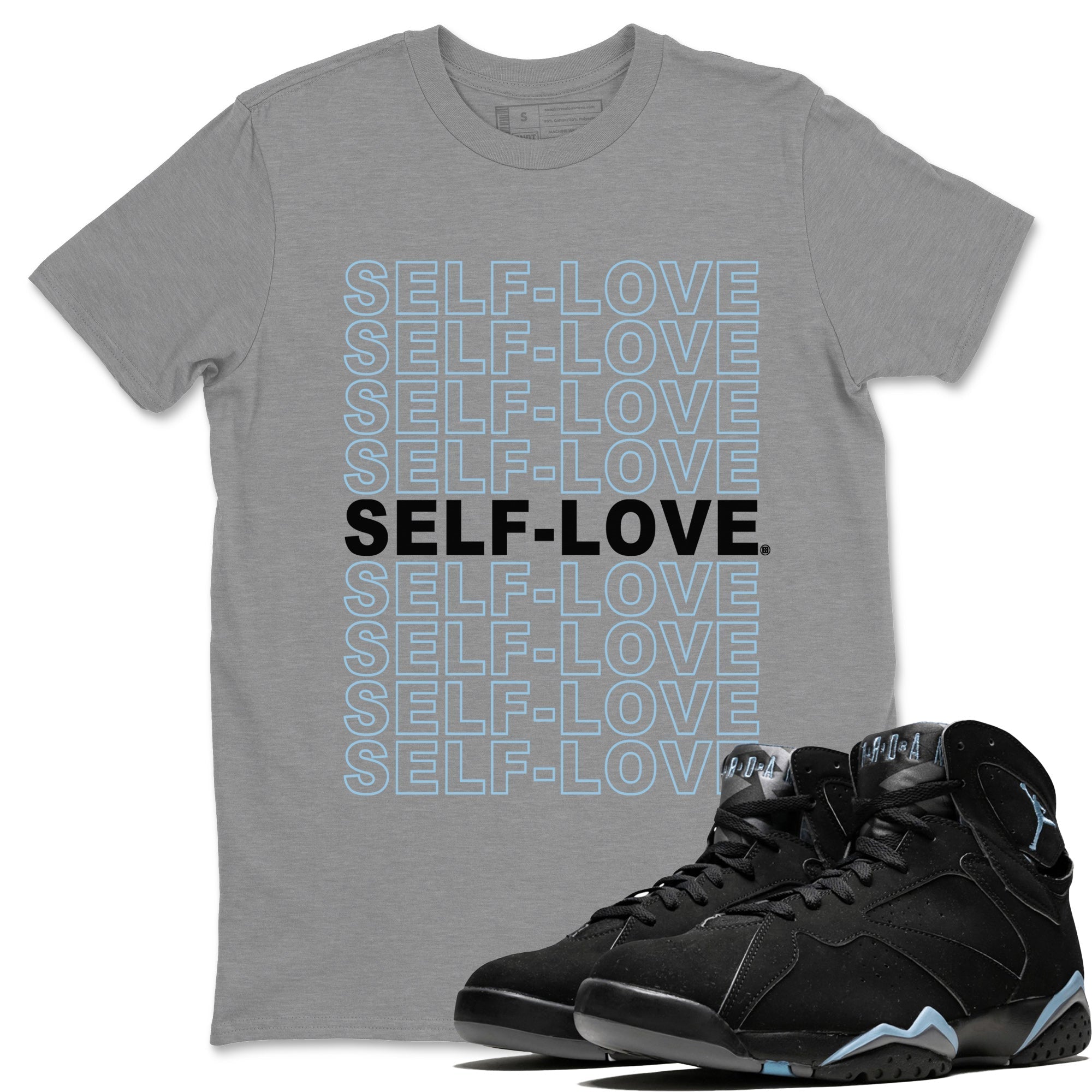 Air Jordan 7 Chambray Sneaker Match Tees Self Love Streetwear Sneaker Shirt AJ7 Chambray Drip Gear Zone Sneaker Matching Clothing Unisex Shirts Heather Grey 1