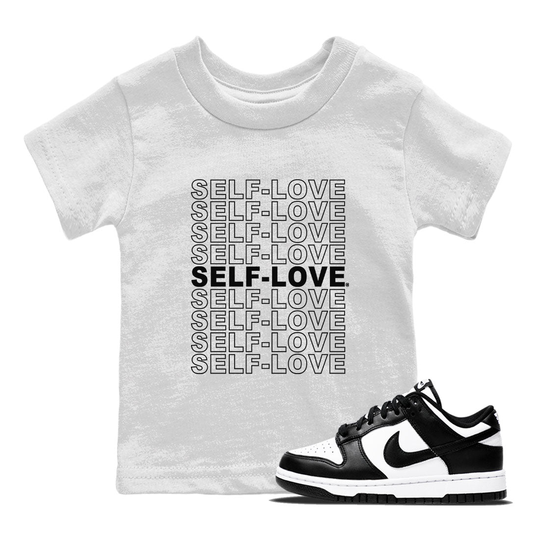 Dunk Panda Sneaker Match Tees Self Love Streetwear Sneaker Shirt Dunk Low Panda Dunks Black White Drip Gear Zone Sneaker Matching Clothing Kids and Baby Youth Shirts White 1