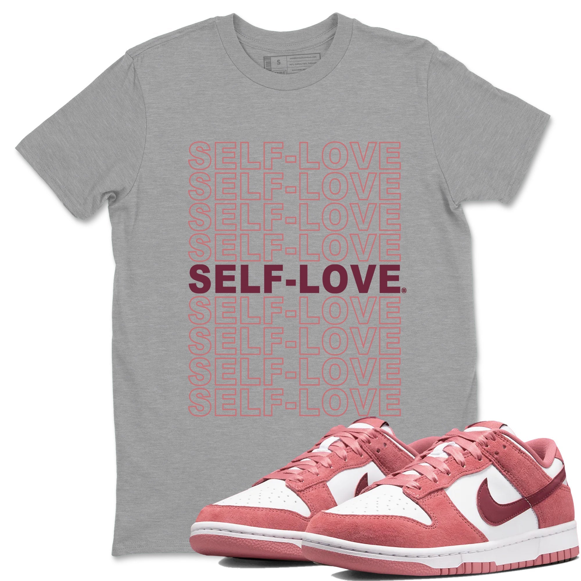 Dunk Low Valentine's Day 2024 sneaker shirt to match jordans Self Love sneaker tees Dunk Valentines Day 2024 Drip Gear Zone Crew Neck Unisex Cotton Sneaker T-Shirt Heather Grey 1 T-Shirt