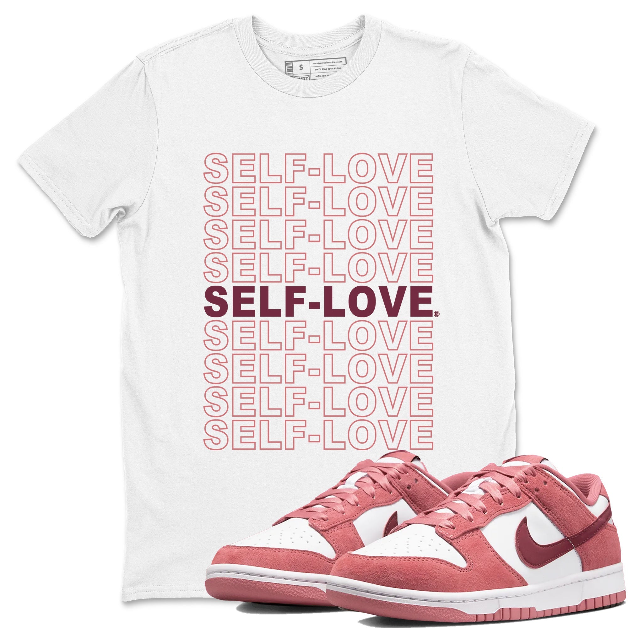 Dunk Low Valentine's Day 2024 sneaker shirt to match jordans Self Love sneaker tees Dunk Valentines Day 2024 Drip Gear Zone Crew Neck Unisex Cotton Sneaker T-Shirt White 1 T-Shirt