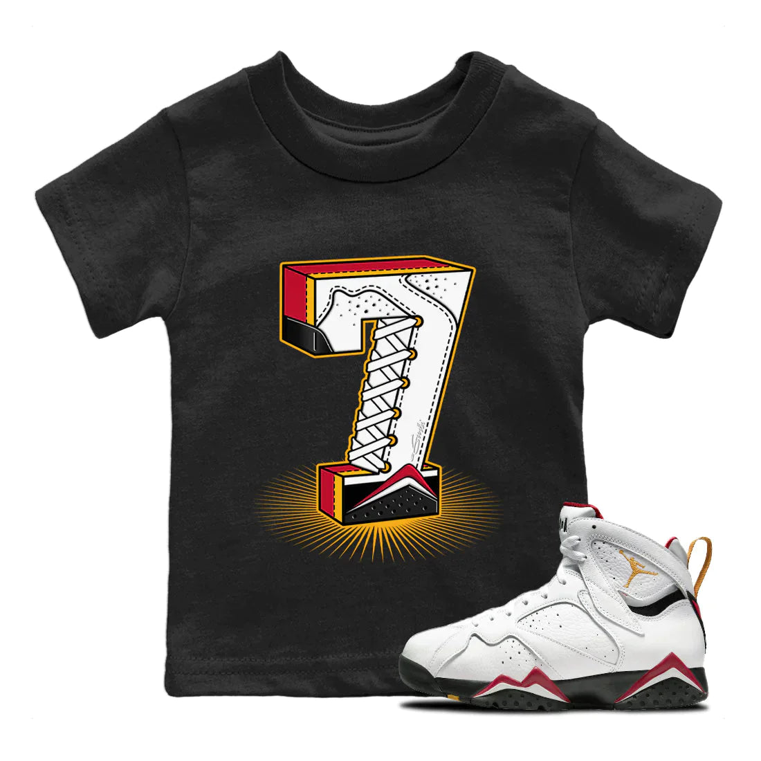 Jordan 7 Cardinal Shirt To Match Jordans Seven Statue Sneaker Tees Jordan 7 Cardinal Drip Gear Zone Sneaker Matching Clothing Kids Shirts