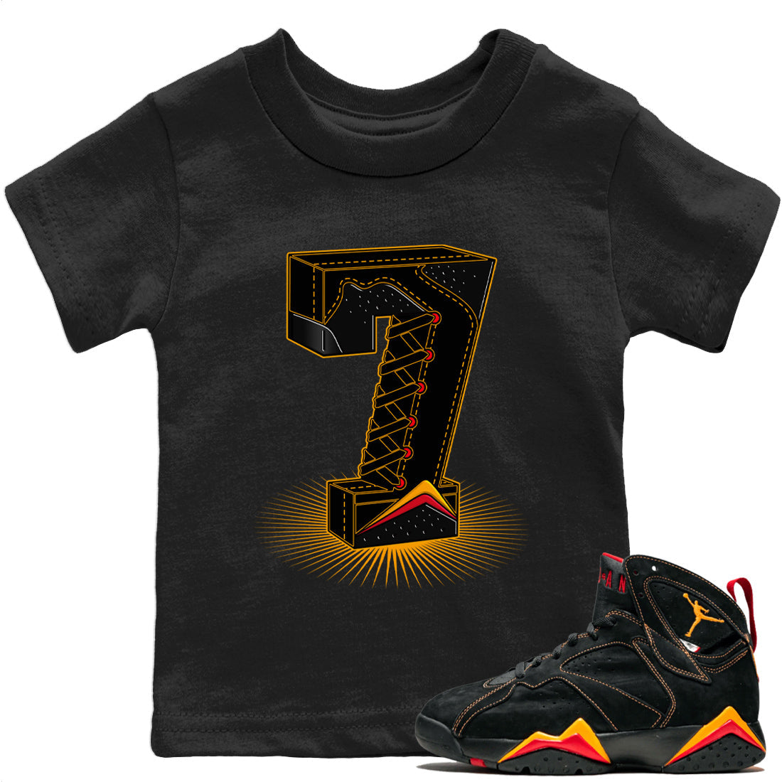 Jordan 7 Citrus Shirt To Match Jordans Seven Statue Sneaker Tees Jordan 7 Citrus Drip Gear Zone Sneaker Matching Clothing Kids Shirts