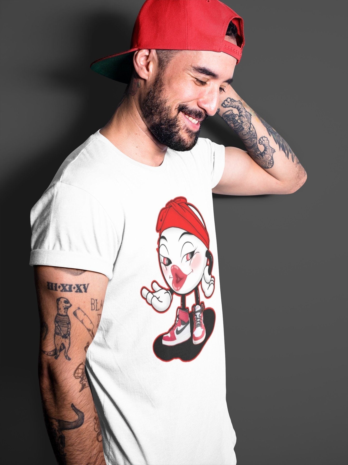 Jordan 1 Chicago Sneaker Matching T-Shirt Sexy Emoji Sneaker Tees Jordan 1 Chicago Sneaker Release Tees Crew Neck Tees