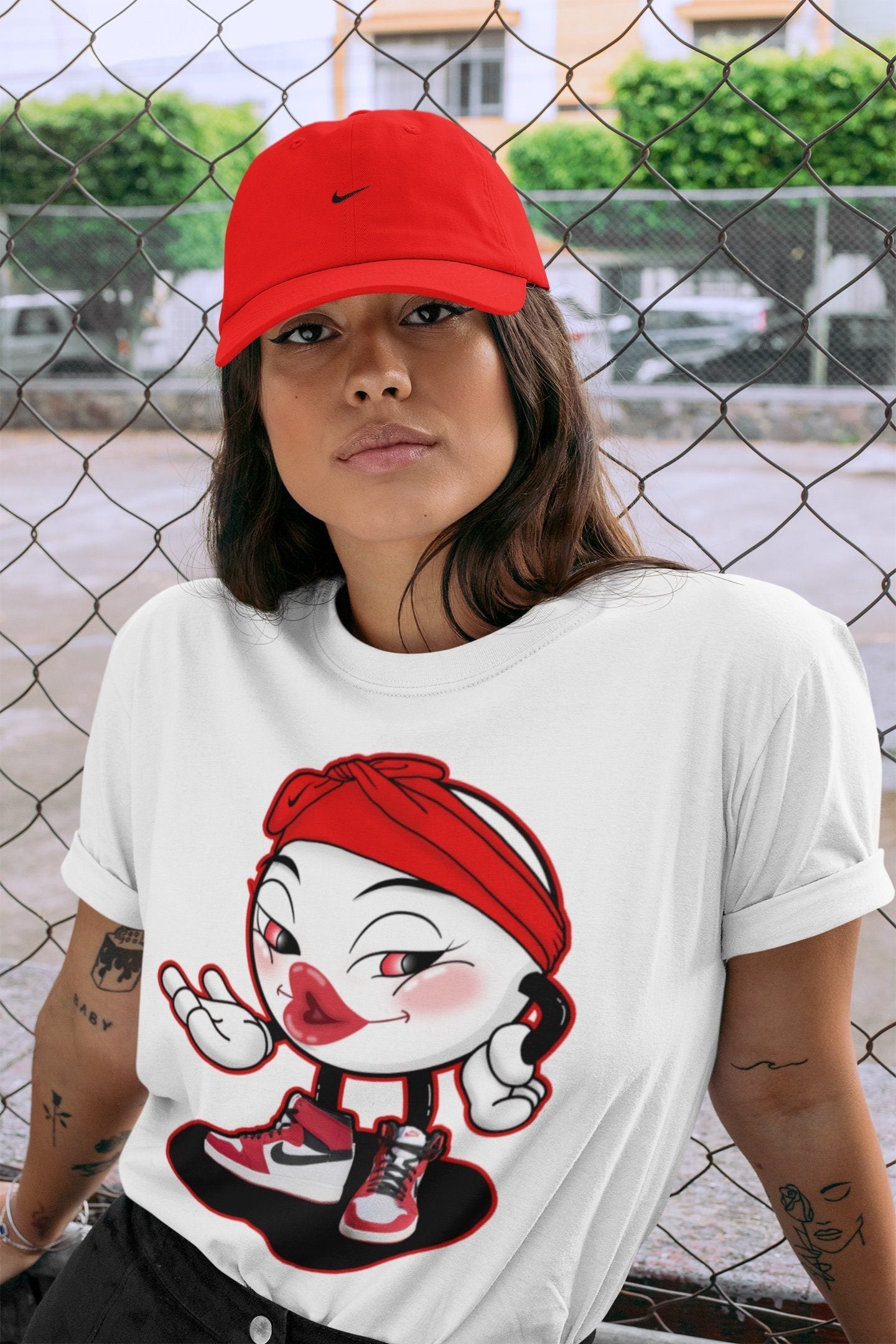 Jordan 1 Chicago Sneaker Matching T-Shirt Sexy Emoji Sneaker Tees Jordan 1 Chicago Sneaker Release Tees Crew Neck Tees