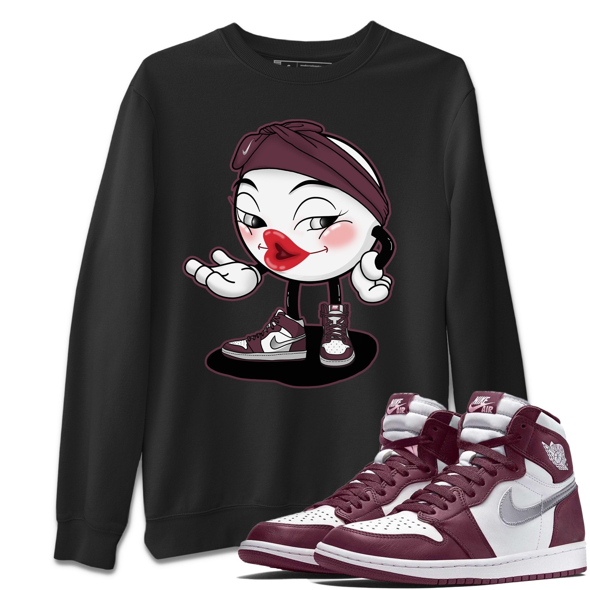 Jordan 1 Bordeaux Sneaker Matching T-Shirt Sexy Emoji Sneaker Tees Jordan 1 Bordeaux Sneaker Release Tees Crew Neck Tees