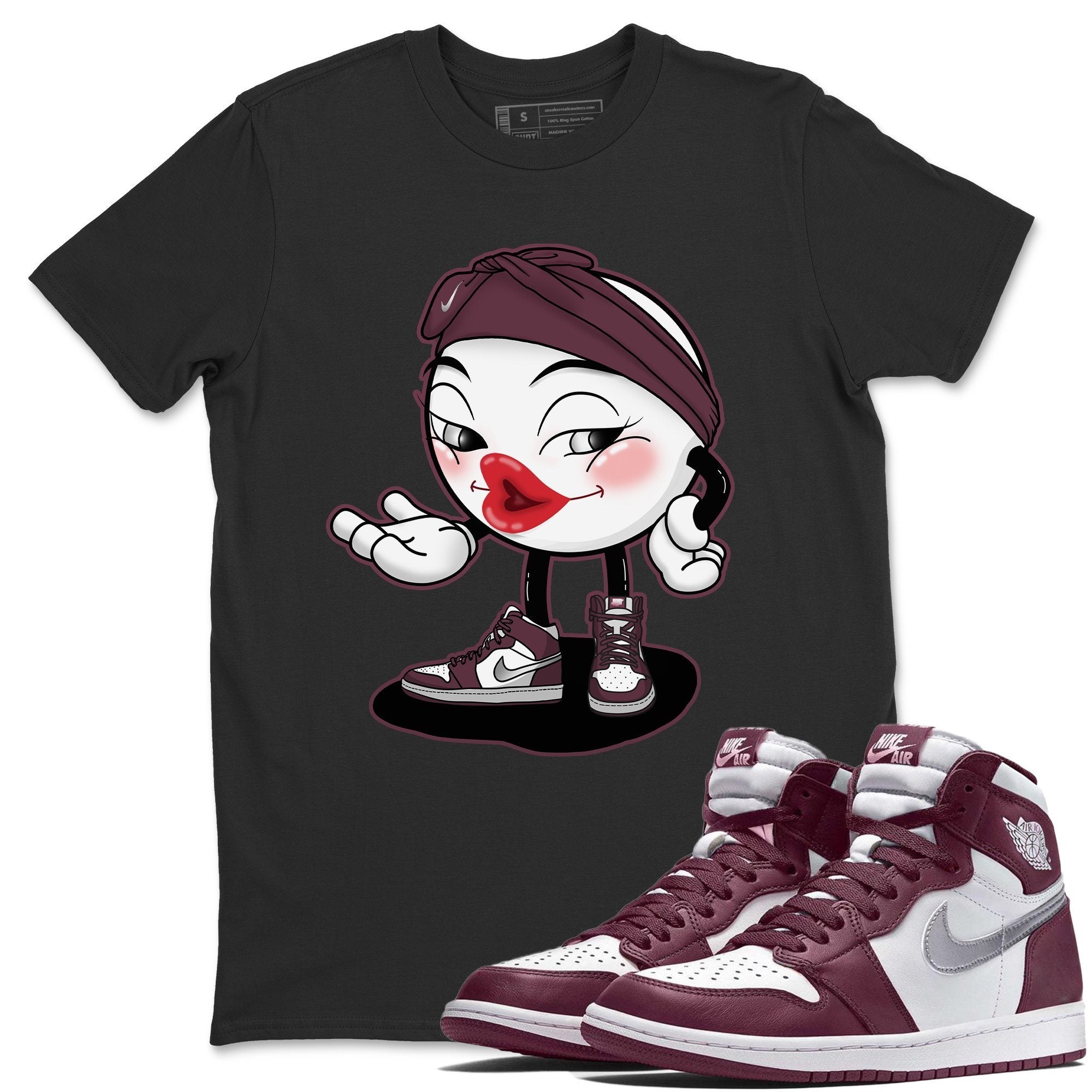 Jordan 1 Bordeaux Sneaker Matching T-Shirt Sexy Emoji Sneaker Tees Jordan 1 Bordeaux Sneaker Release Tees Crew Neck Tees