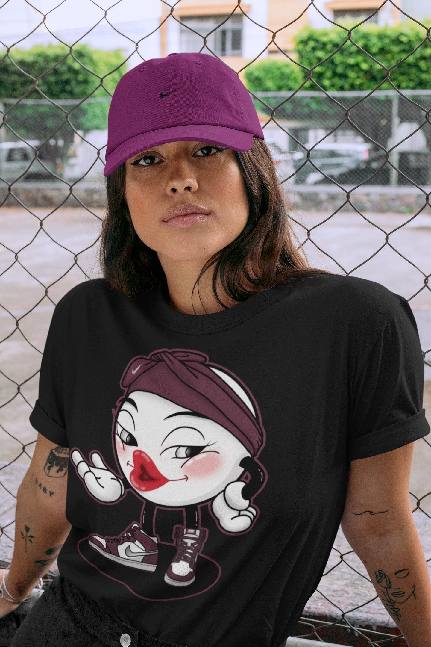 Jordan 1 Bordeaux Sneaker Matching T-Shirt Sexy Emoji Sneaker Tees Jordan 1 Bordeaux Sneaker Release Tees Crew Neck Tees