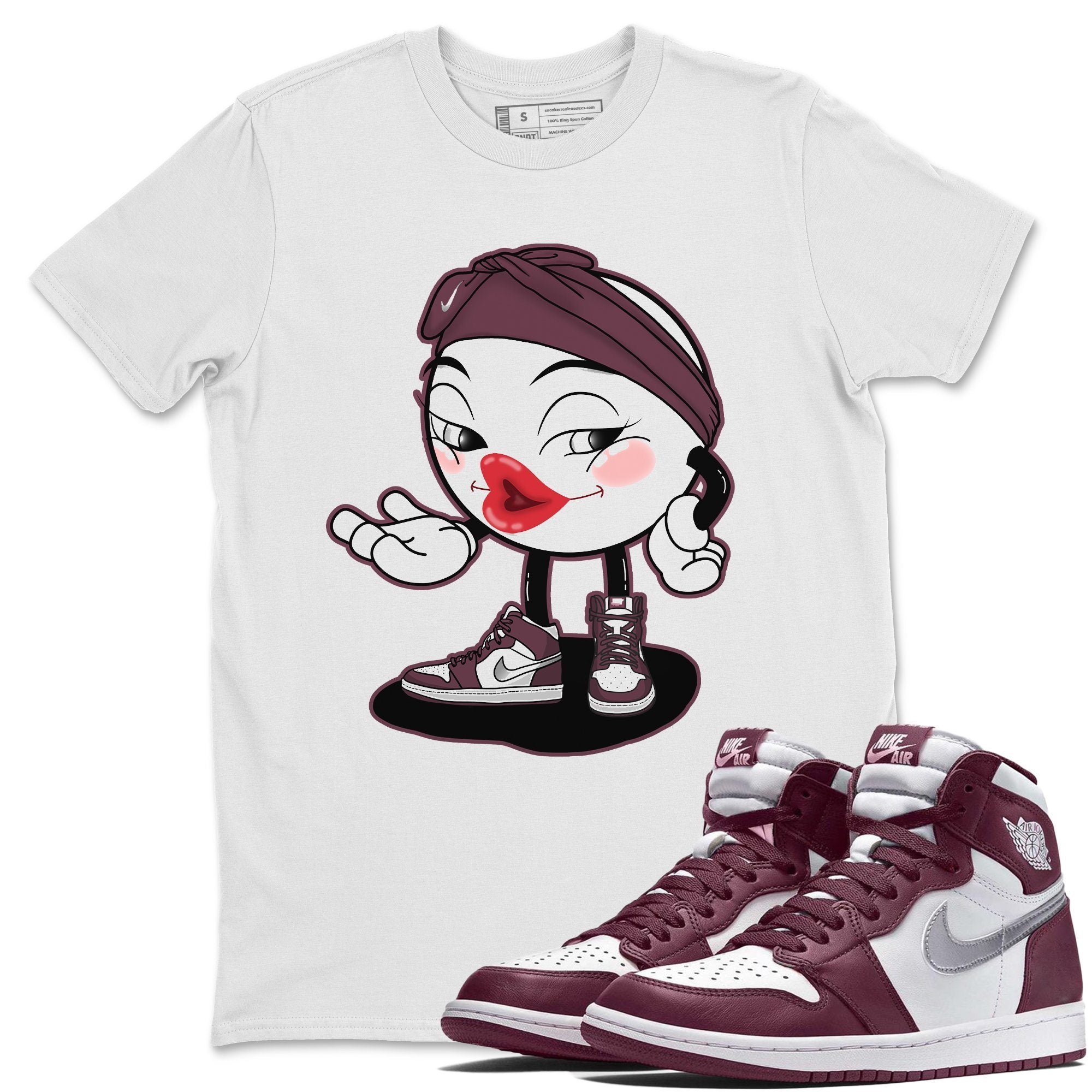 Jordan 1 Bordeaux Sneaker Matching T-Shirt Sexy Emoji Sneaker Tees Jordan 1 Bordeaux Sneaker Release Tees Crew Neck Tees