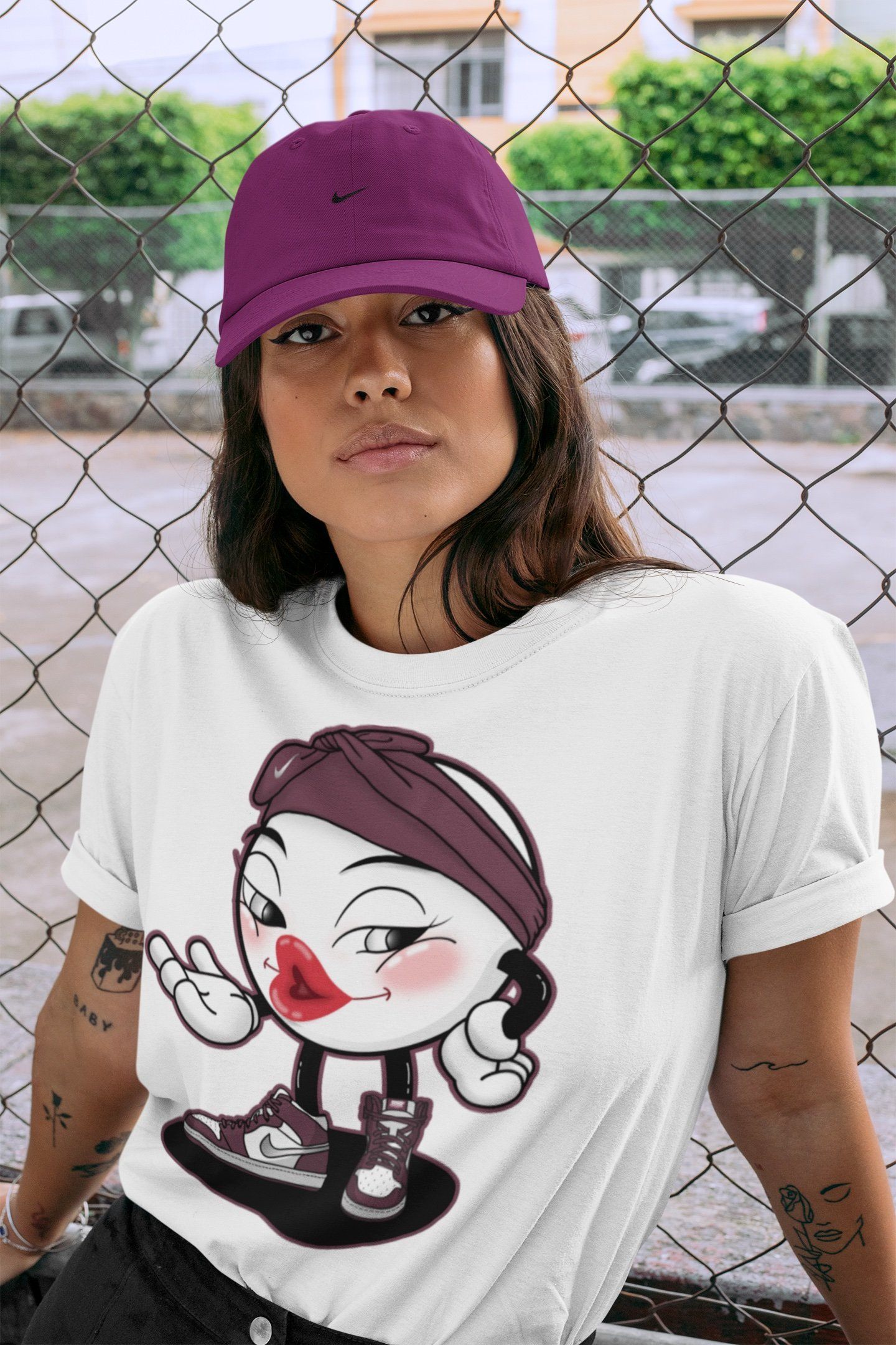 Jordan 1 Bordeaux Sneaker Matching T-Shirt Sexy Emoji Sneaker Tees Jordan 1 Bordeaux Sneaker Release Tees Crew Neck Tees