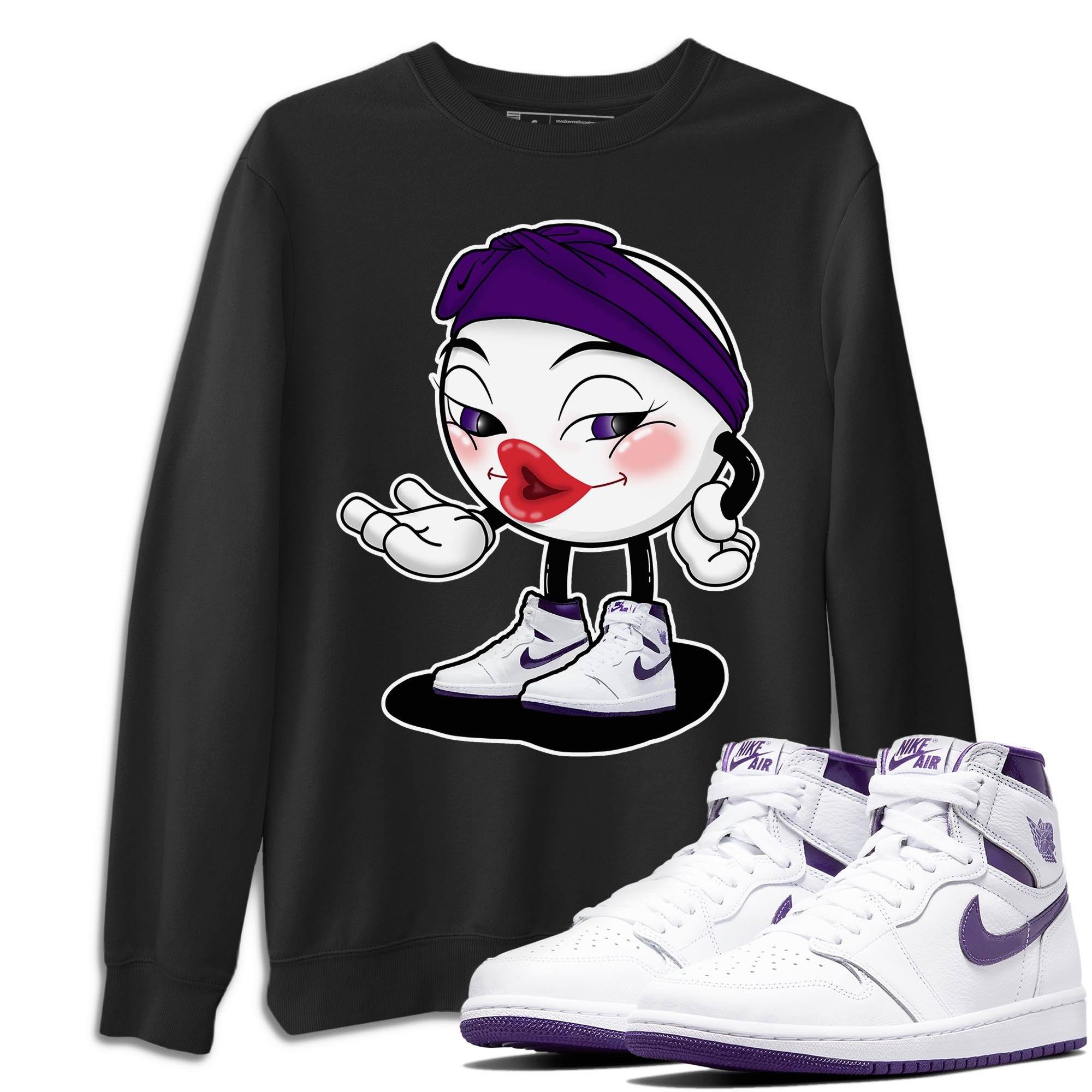 Jordan 1 WMNS Court Purple Shirt To Match Jordans Sexy Emoji Sneaker Tees Jordan 1 WMNS Court Purple Drip Gear Zone Sneaker Matching Clothing Unisex Shirts