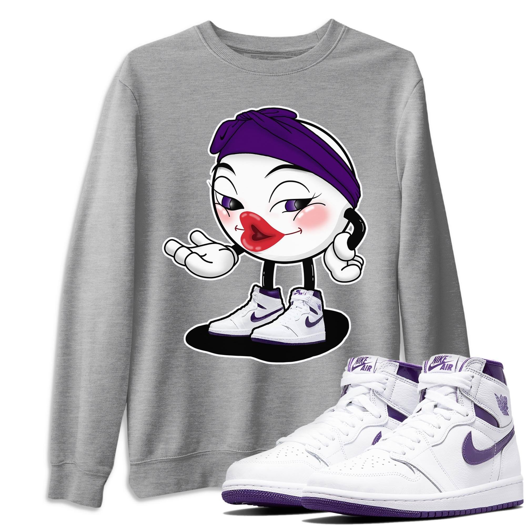 Jordan 1 WMNS Court Purple Shirt To Match Jordans Sexy Emoji Sneaker Tees Jordan 1 WMNS Court Purple Drip Gear Zone Sneaker Matching Clothing Unisex Shirts