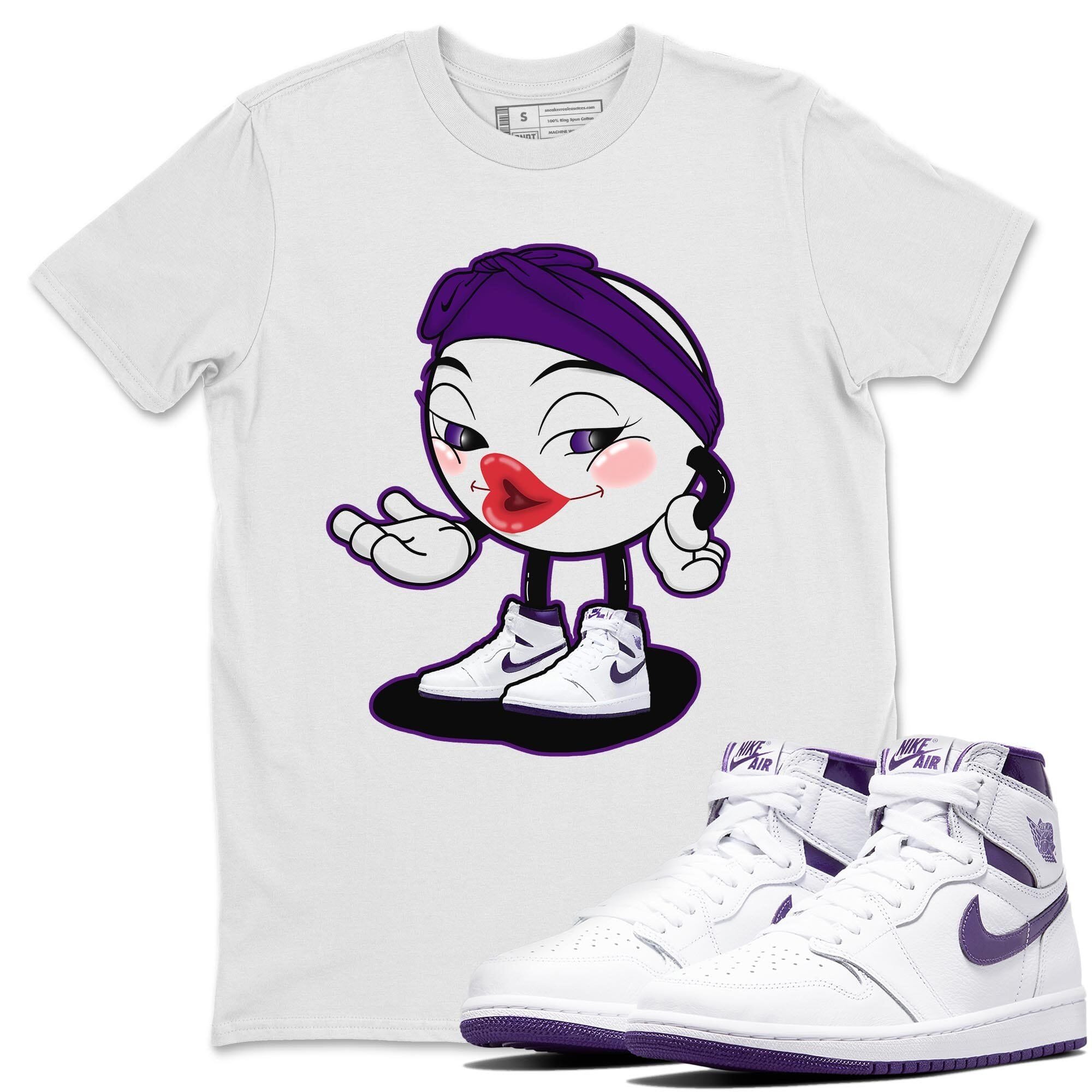 Jordan 1 WMNS Court Purple Shirt To Match Jordans Sexy Emoji Sneaker Tees Jordan 1 WMNS Court Purple Drip Gear Zone Sneaker Matching Clothing Unisex Shirts