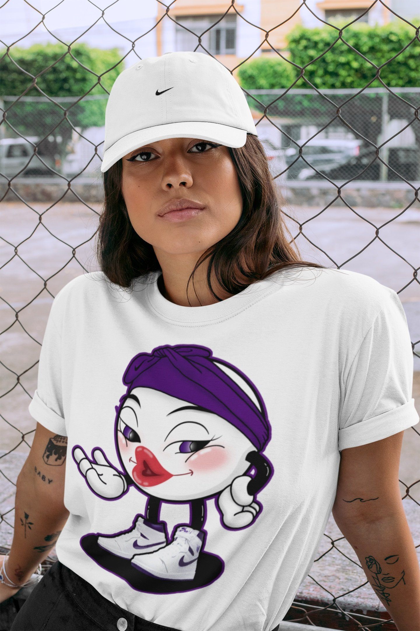 Jordan 1 WMNS Court Purple Shirt To Match Jordans Sexy Emoji Sneaker Tees Jordan 1 WMNS Court Purple Drip Gear Zone Sneaker Matching Clothing Unisex Shirts