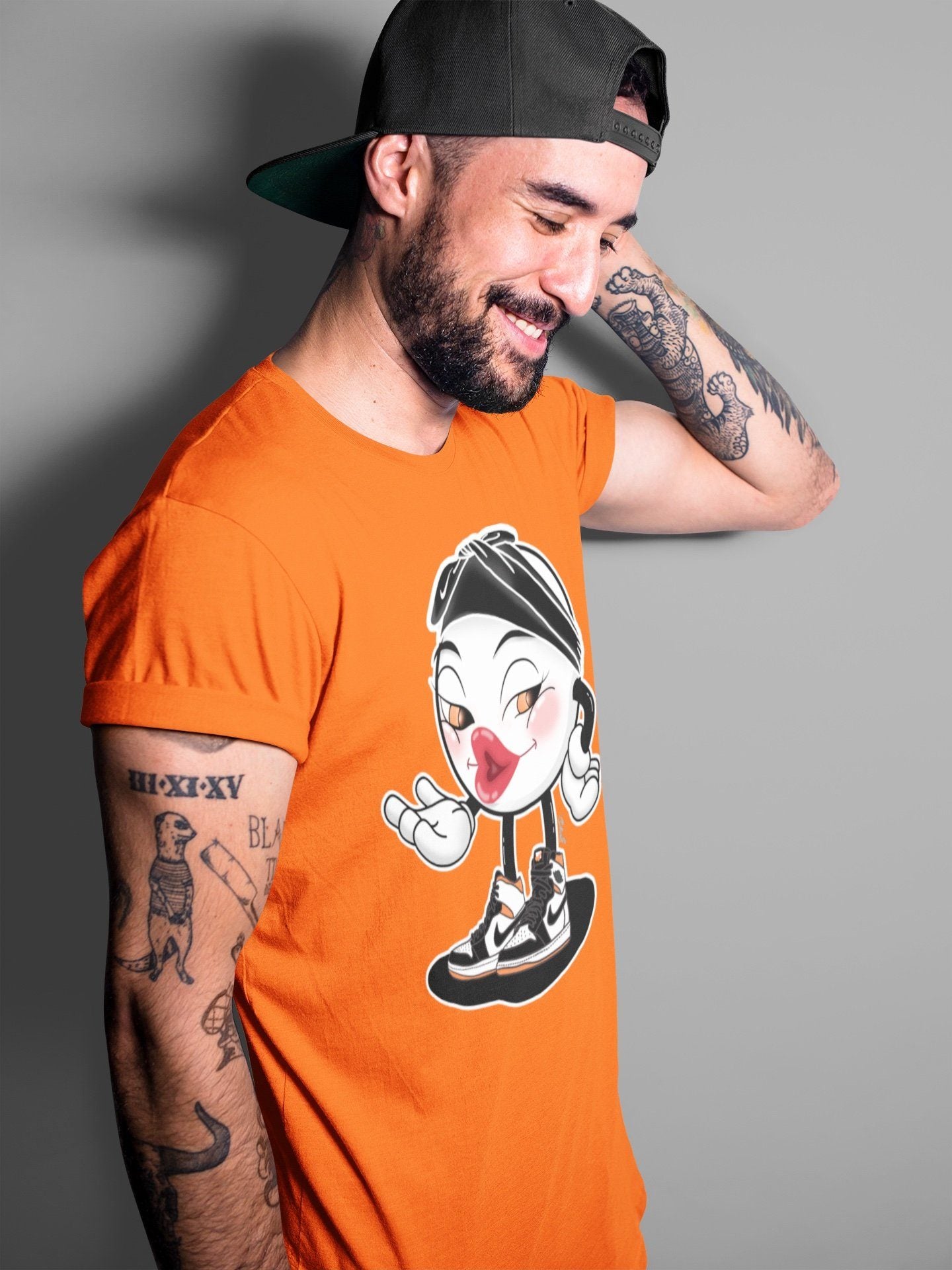 Jordan 1 Electro Orange Sneaker Matching T-Shirt Sexy Emoji Sneaker Tees Jordan 1 Electro Orange Sneaker Release Tees Crew Neck Tees