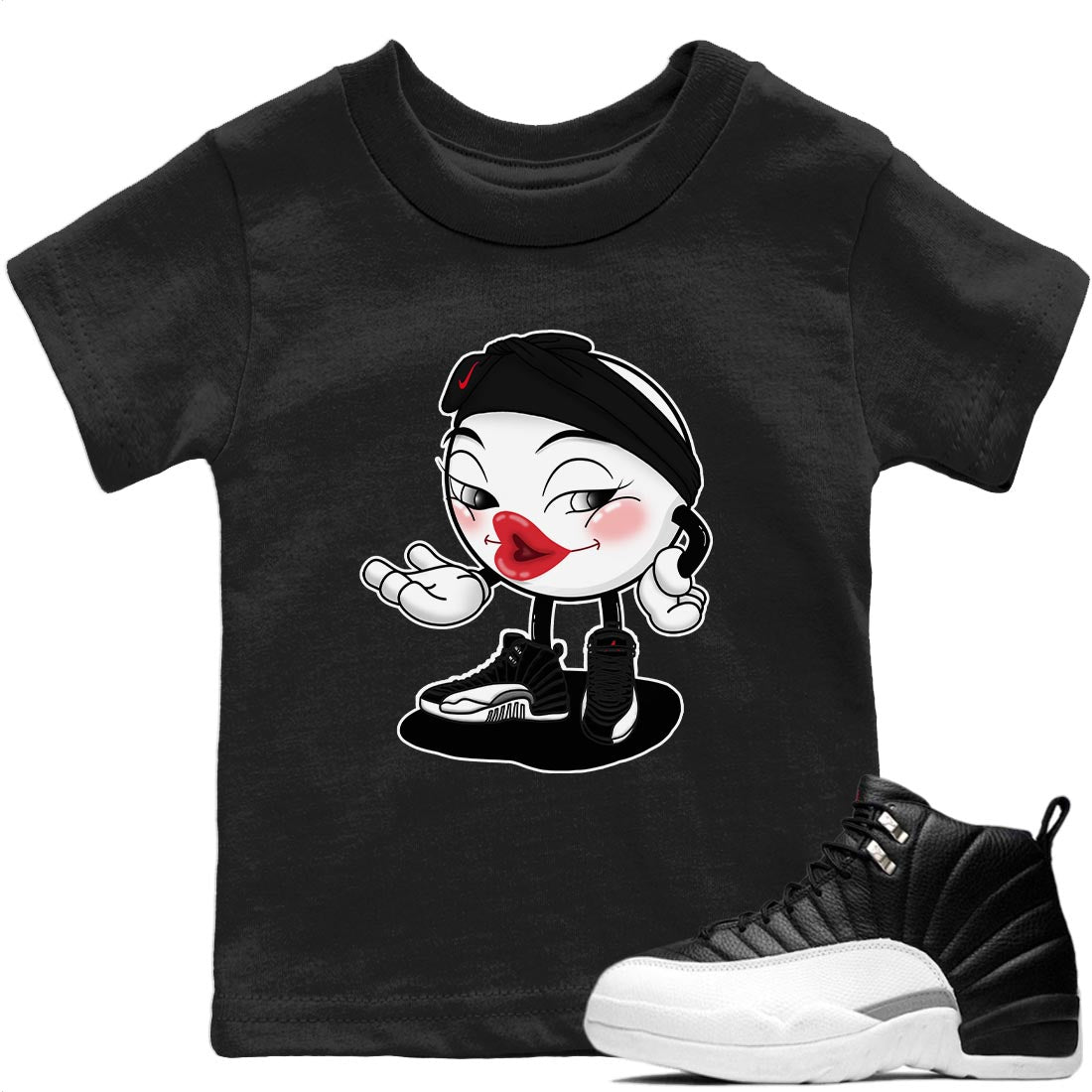 Jordan 12 Playoffs Sneaker Matching T-Shirt Sexy Emoji Sneaker Tees Jordan 12 Playoffs Sneaker Release Tees Kids Shirts