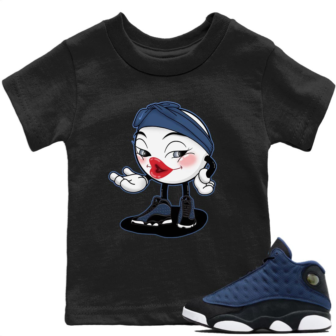 Jordan 13 Brave Blue Sneaker Matching T-Shirt Sexy Emoji Sneaker Tees Jordan 13 Brave Blue Sneaker Release Tees Kids Shirts