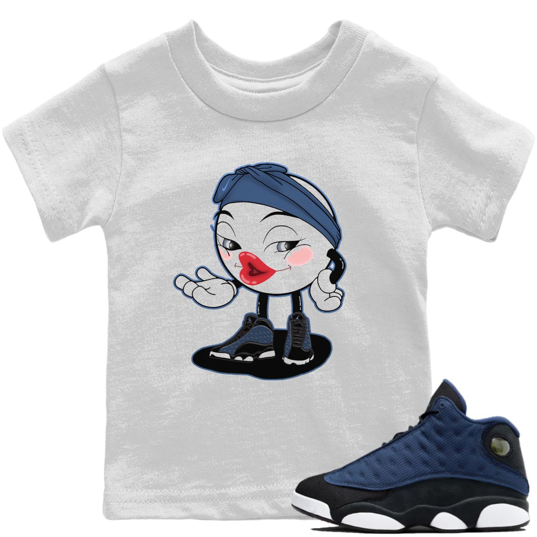 Jordan 13 Brave Blue Sneaker Matching T-Shirt Sexy Emoji Sneaker Tees Jordan 13 Brave Blue Sneaker Release Tees Kids Shirts