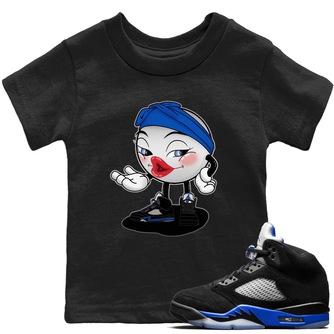 Jordan 5 Racer Blue Sneaker Matching T-Shirt Sexy Emoji Sneaker Tees Jordan 5 Racer Blue Sneaker Release Tees Kids Shirts