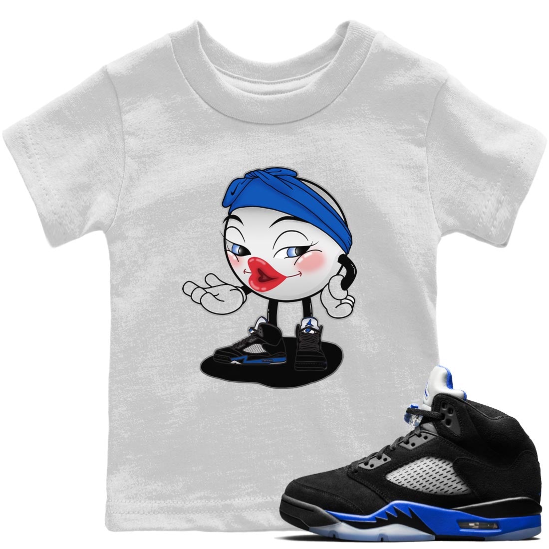 Jordan 5 Racer Blue Sneaker Matching T-Shirt Sexy Emoji Sneaker Tees Jordan 5 Racer Blue Sneaker Release Tees Kids Shirts