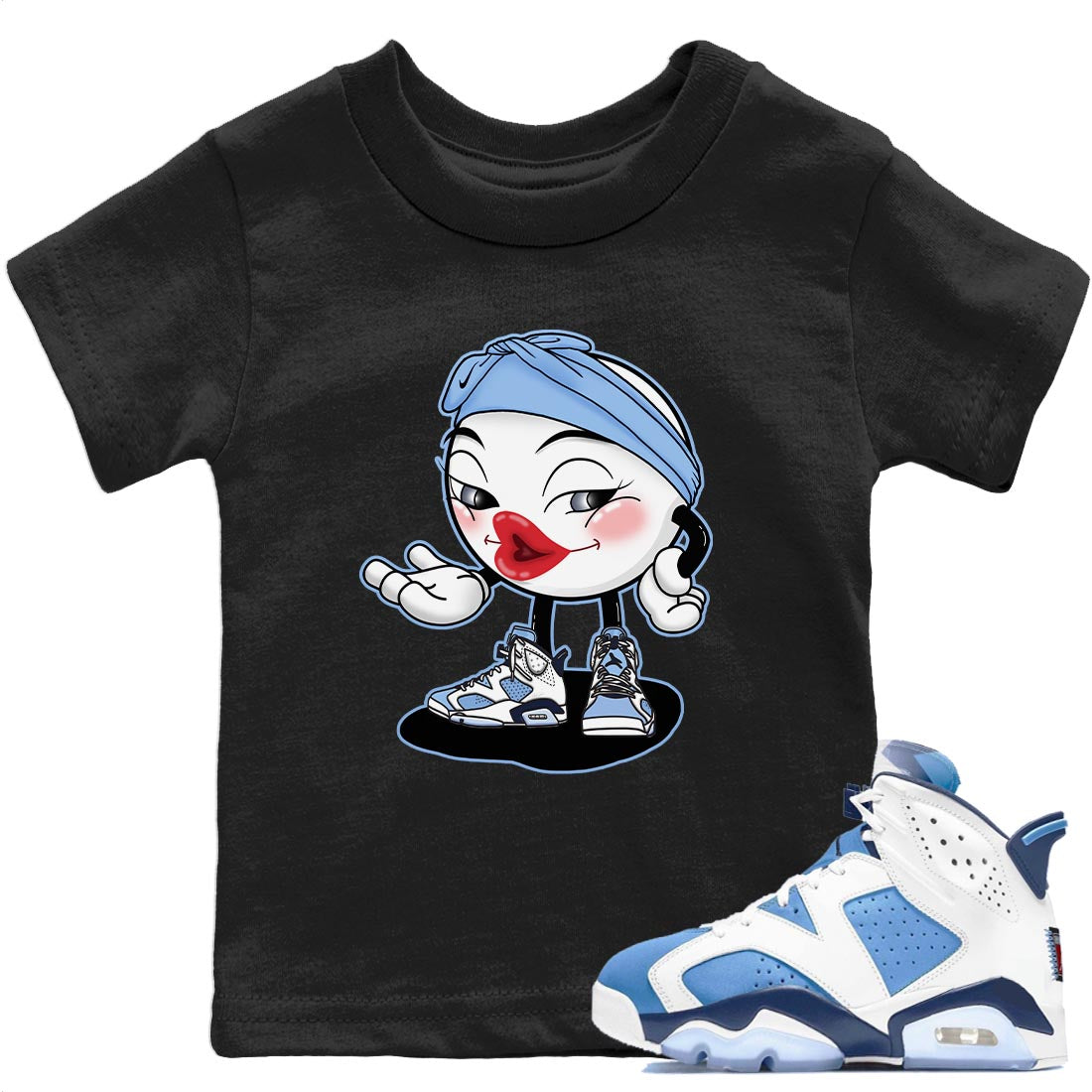 Jordan 6 UNC Shirt To Match Jordans Sexy Emoji Sneaker Tees Jordan 6 UNC Drip Gear Zone Sneaker Matching Clothing Kids Shirts