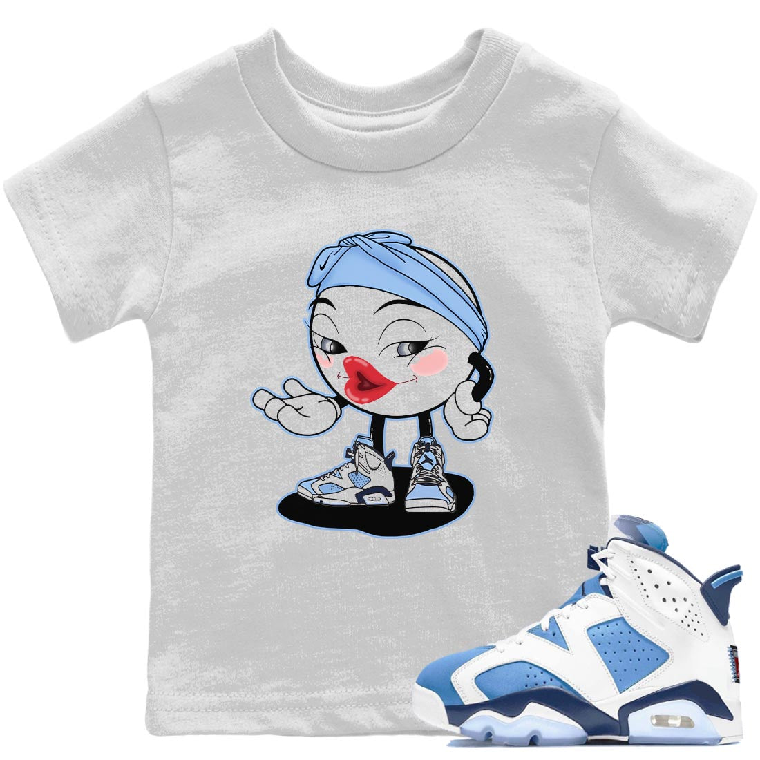 Jordan 6 UNC Shirt To Match Jordans Sexy Emoji Sneaker Tees Jordan 6 UNC Drip Gear Zone Sneaker Matching Clothing Kids Shirts