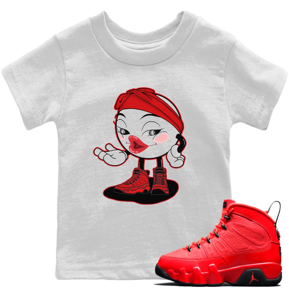 Jordan 9 Chile Red Shirt To Match Jordans Sexy Emoji Sneaker Tees Jordan 9 Chile Red Drip Gear Zone Sneaker Matching Clothing Kids Shirts