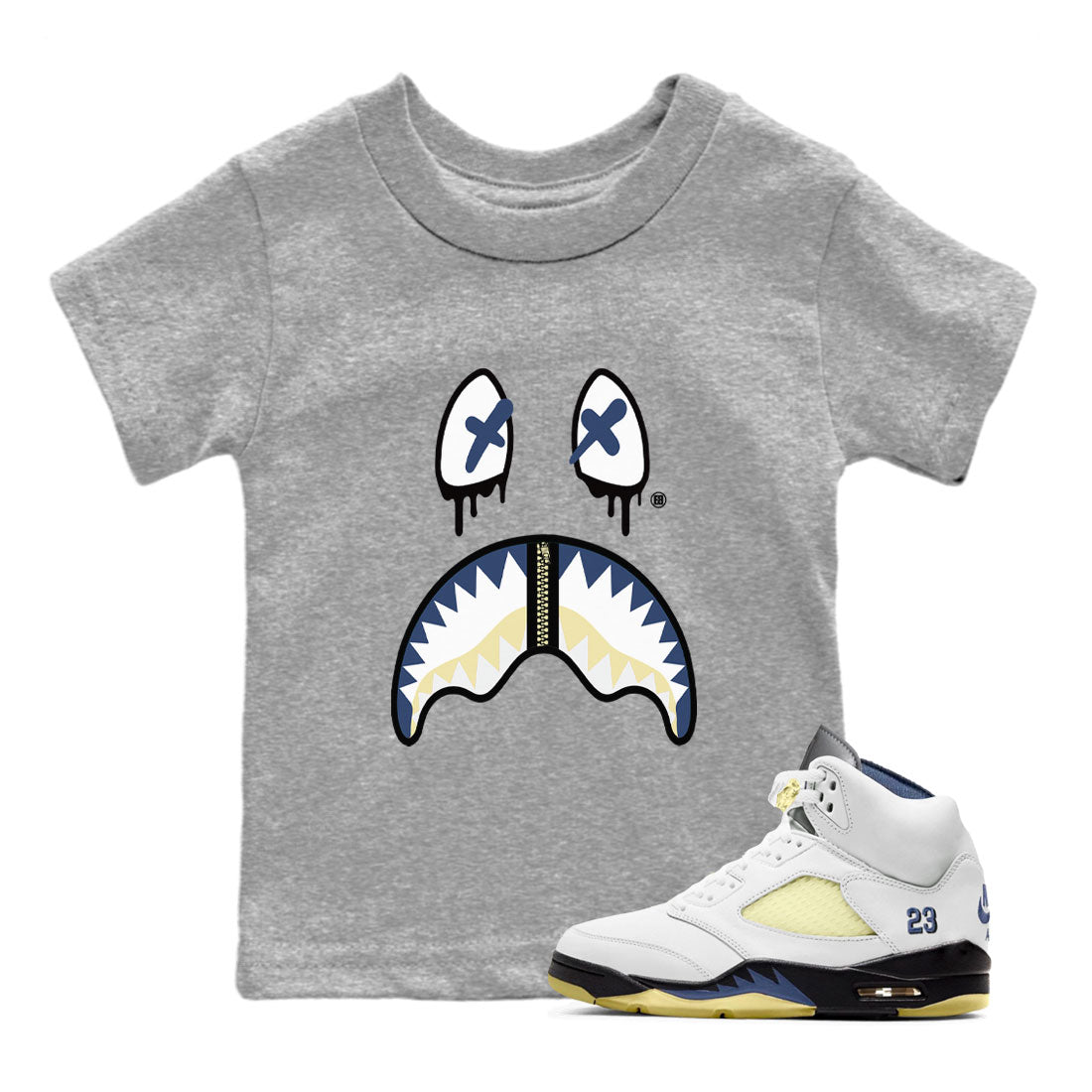 Air Jordan 5 A Ma Maniere x Dawn shirt to match jordans Shark Face sneaker tees Air Jordan 5 A Ma Maniere x Photon Dust Drip Gear Zone Streetwear Brand Sneaker Matching Shirt Baby Toddler Heather Grey 1 T-Shirt