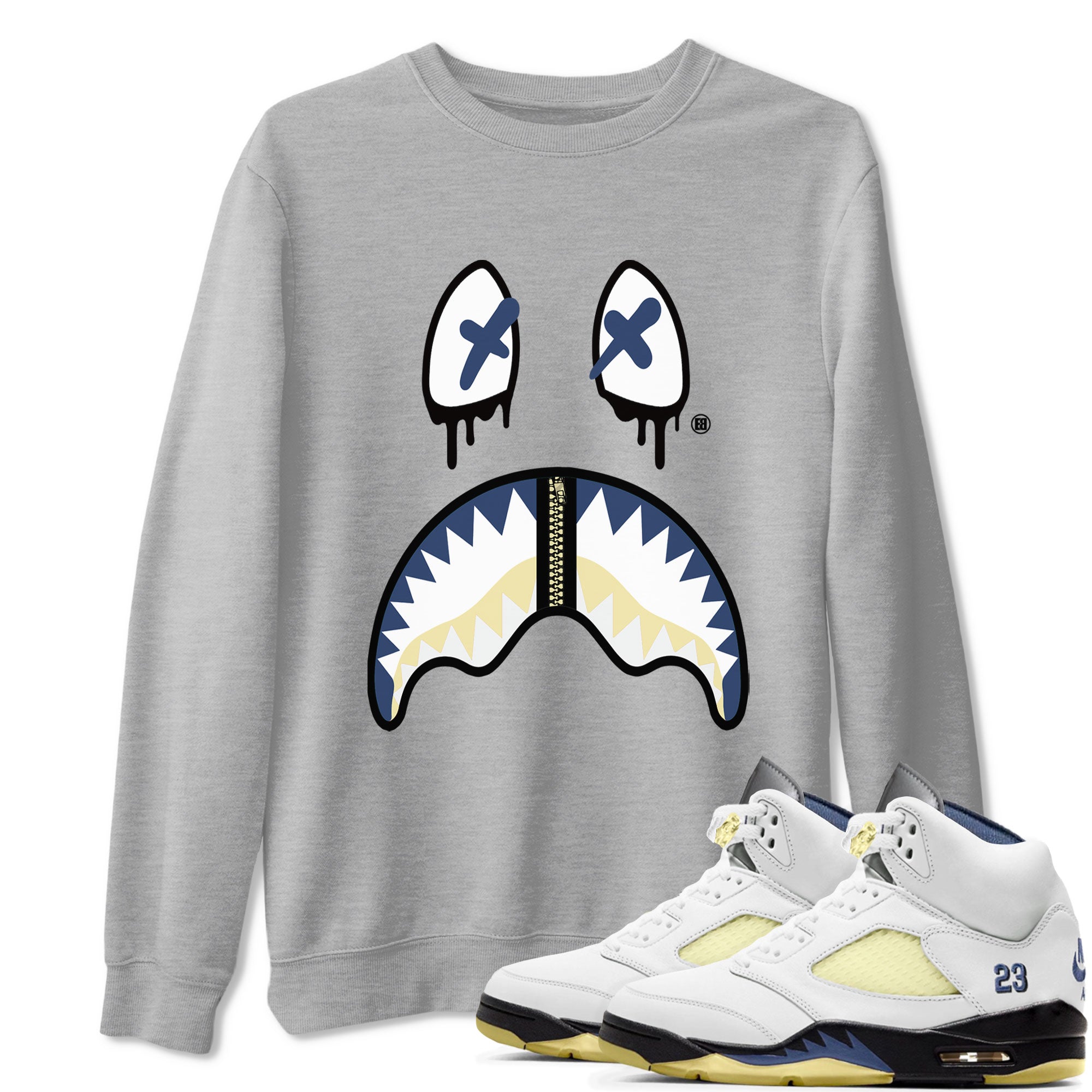 Air Jordan 5 A Ma Maniere x Dawn shirt to match jordans Shark Face sneaker tees Air Jordan 5 A Ma Maniere x Photon Dust Drip Gear Zone Streetwear Brand Sneaker Matching Shirt Unisex Heather Grey 1 T-Shirt