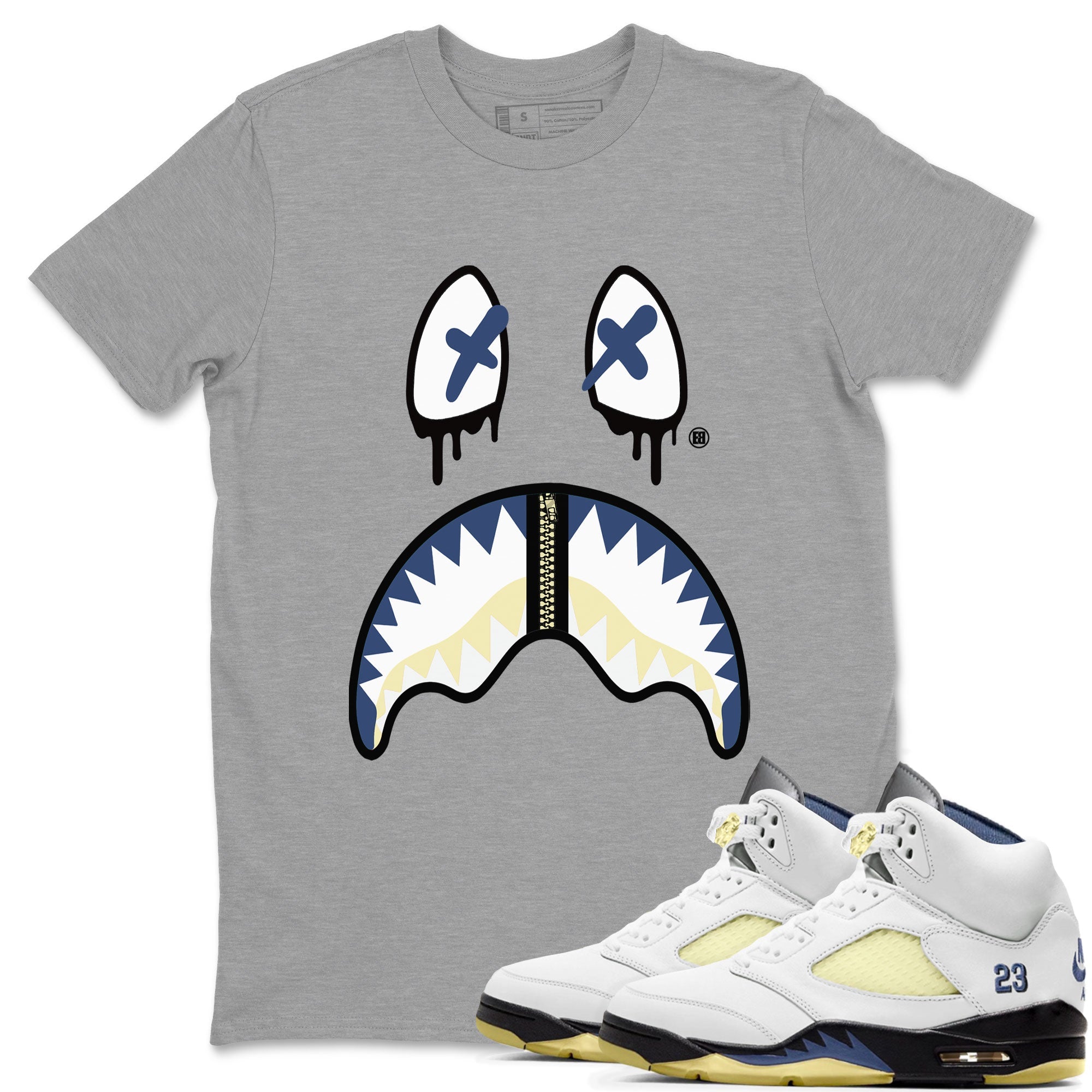 Air Jordan 5 A Ma Maniere x Dawn shirt to match jordans Shark Face sneaker tees Air Jordan 5 A Ma Maniere x Photon Dust Drip Gear Zone Streetwear Brand Sneaker Matching Shirt Unisex Heather Grey 1 T-Shirt