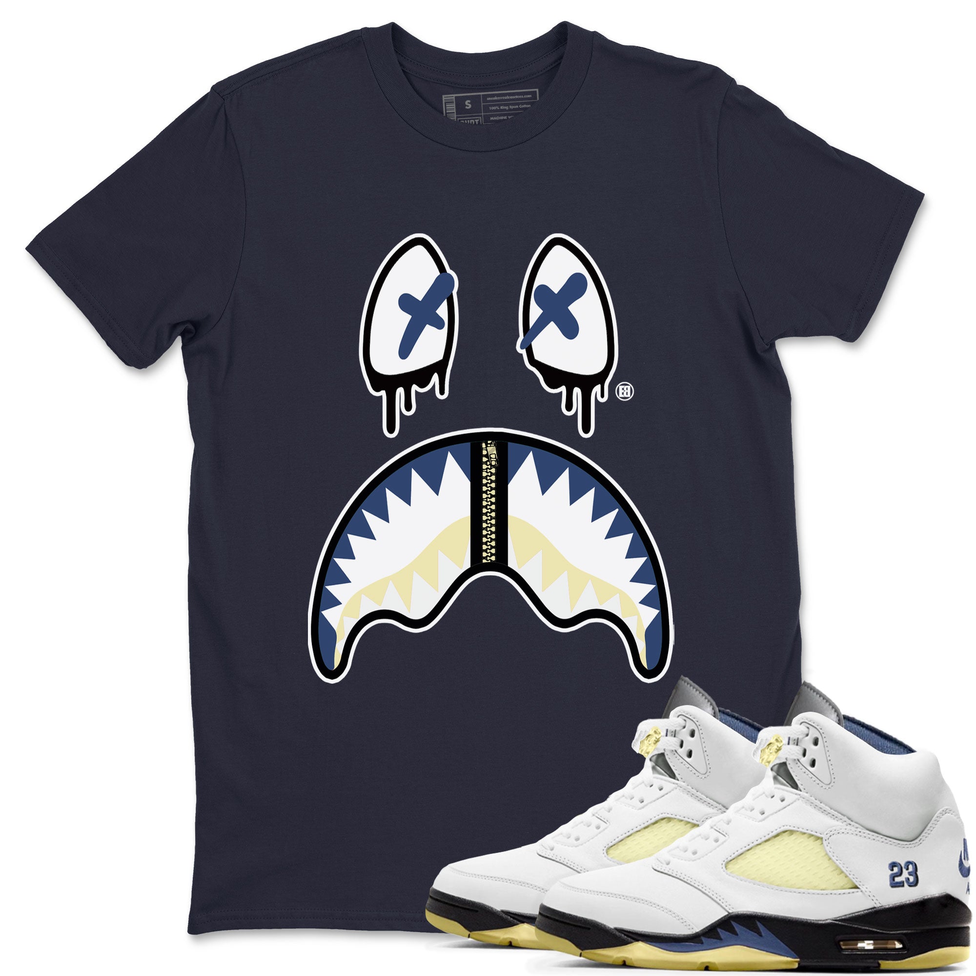 Air Jordan 5 A Ma Maniere x Dawn shirt to match jordans Shark Face sneaker tees Air Jordan 5 A Ma Maniere x Photon Dust Drip Gear Zone Streetwear Brand Sneaker Matching Shirt Unisex Navy 1 T-Shirt