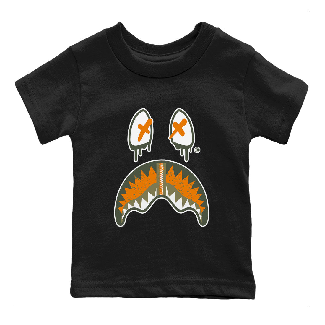 Air Jordan 5 Retro Olive shirt to match jordans Shark Face sneaker tees Air Jordan 5 Olive Drip Gear Zone Sneaker Matching Cotton Shirt baby toddler Black 2 cotton Shirt