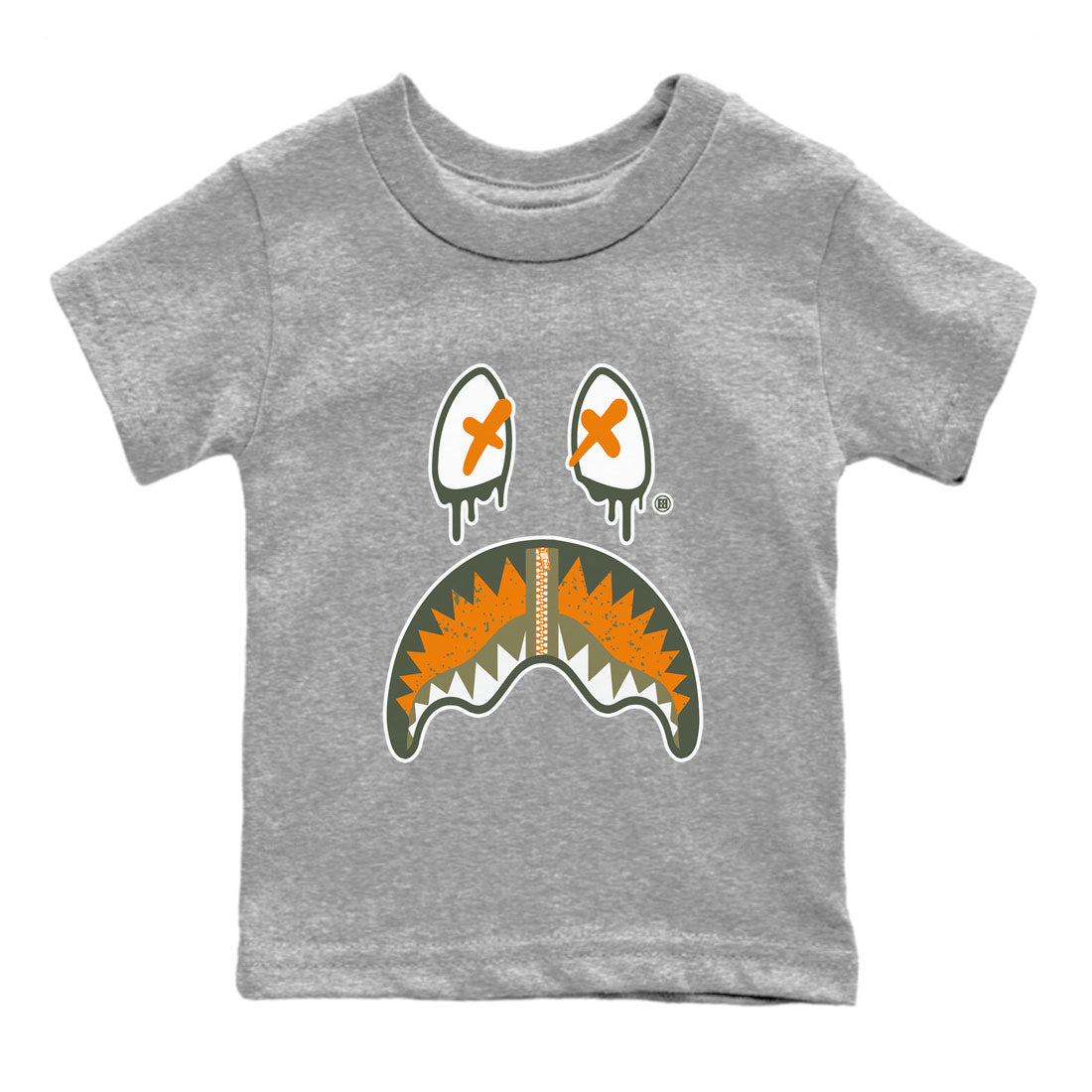 Air Jordan 5 Retro Olive shirt to match jordans Shark Face sneaker tees Air Jordan 5 Olive Drip Gear Zone Sneaker Matching Cotton Shirt baby toddler Heather Grey 2 cotton Shirt