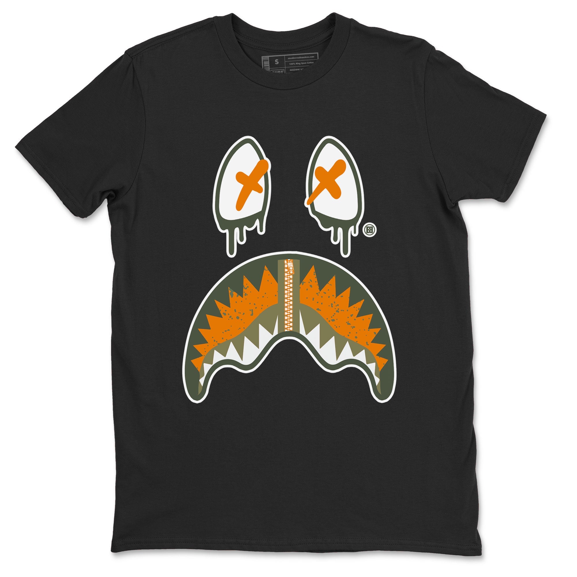 Air Jordan 5 Retro Olive shirt to match jordans Shark Face sneaker tees Air Jordan 5 Olive Drip Gear Zone Sneaker Matching Cotton Shirt unisex cotton Black 2 crew neck shirt