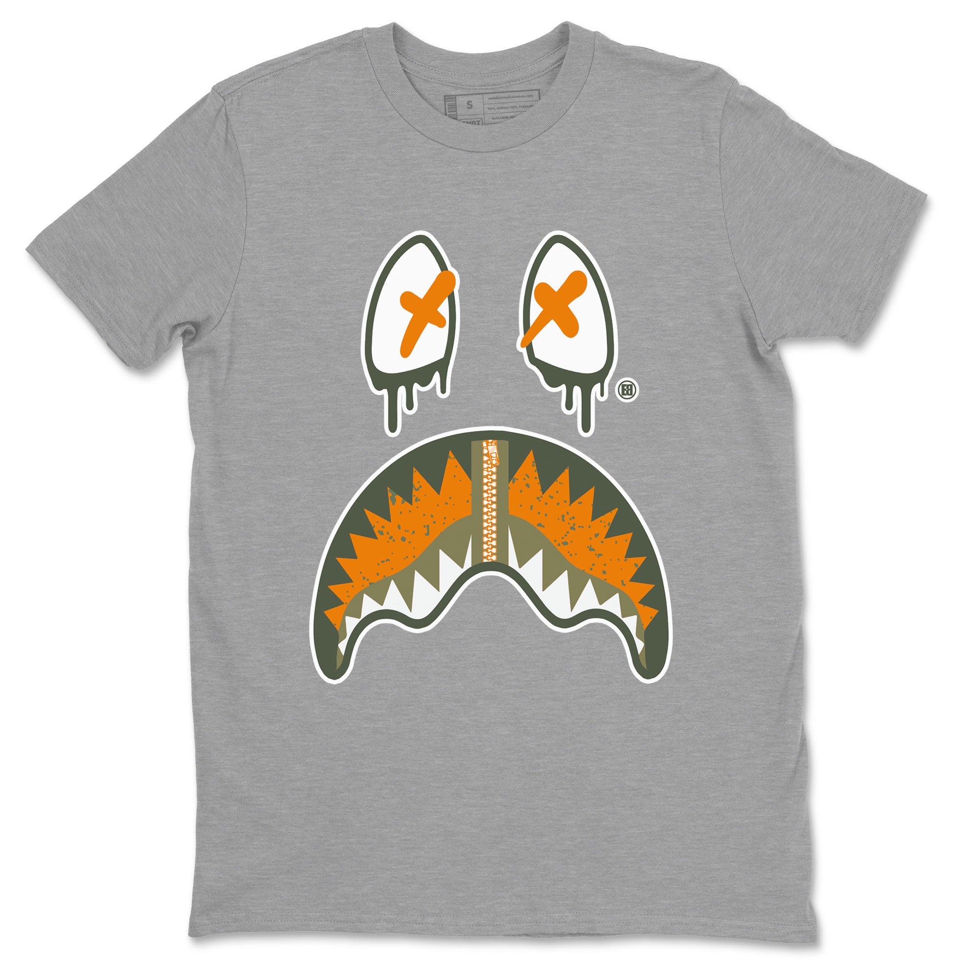 Air Jordan 5 Retro Olive shirt to match jordans Shark Face sneaker tees Air Jordan 5 Olive Drip Gear Zone Sneaker Matching Cotton Shirt unisex cotton Heather Grey 2 crew neck shirt