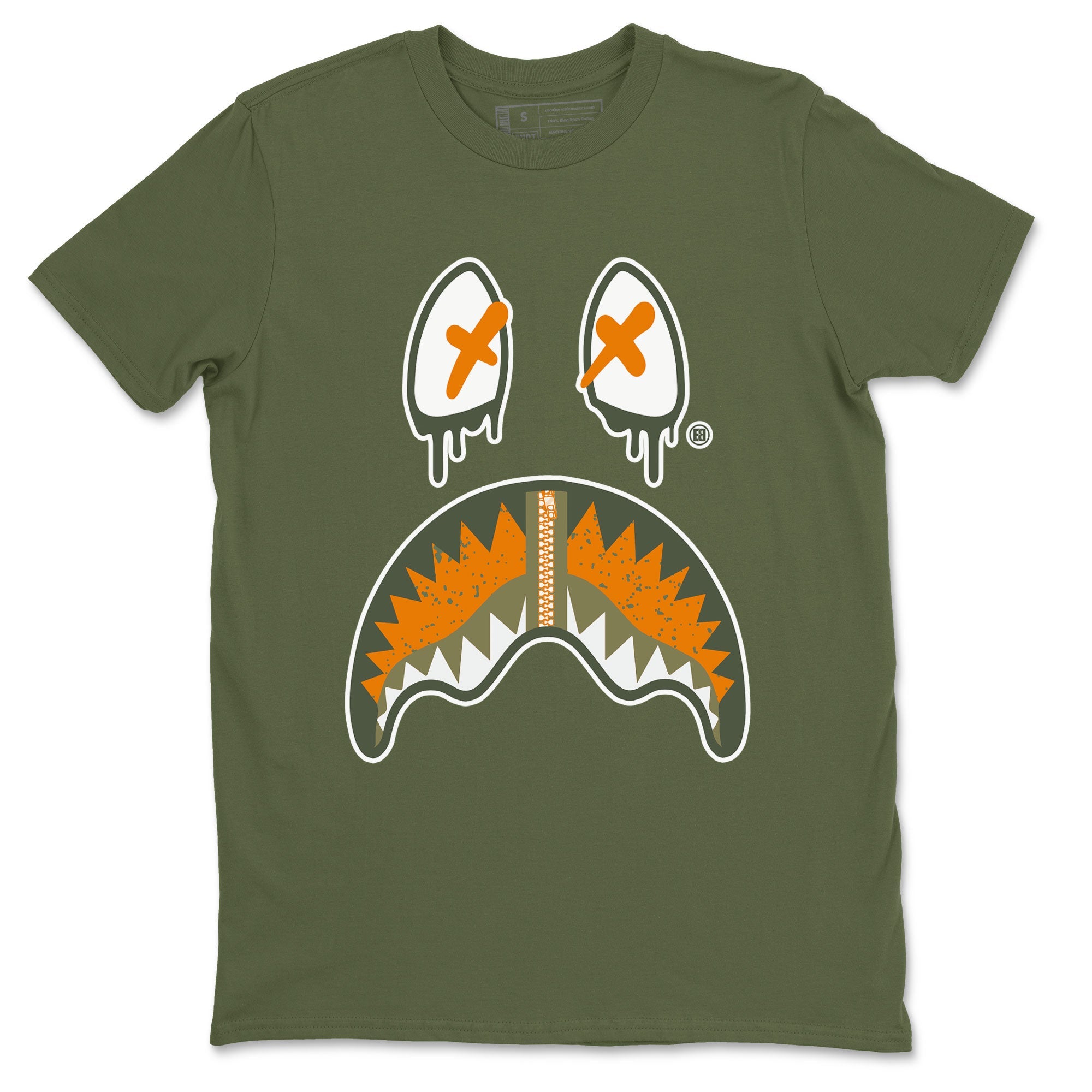 Air Jordan 5 Retro Olive shirt to match jordans Shark Face sneaker tees Air Jordan 5 Olive Drip Gear Zone Sneaker Matching Cotton Shirt unisex cotton Military Green 2 crew neck shirt