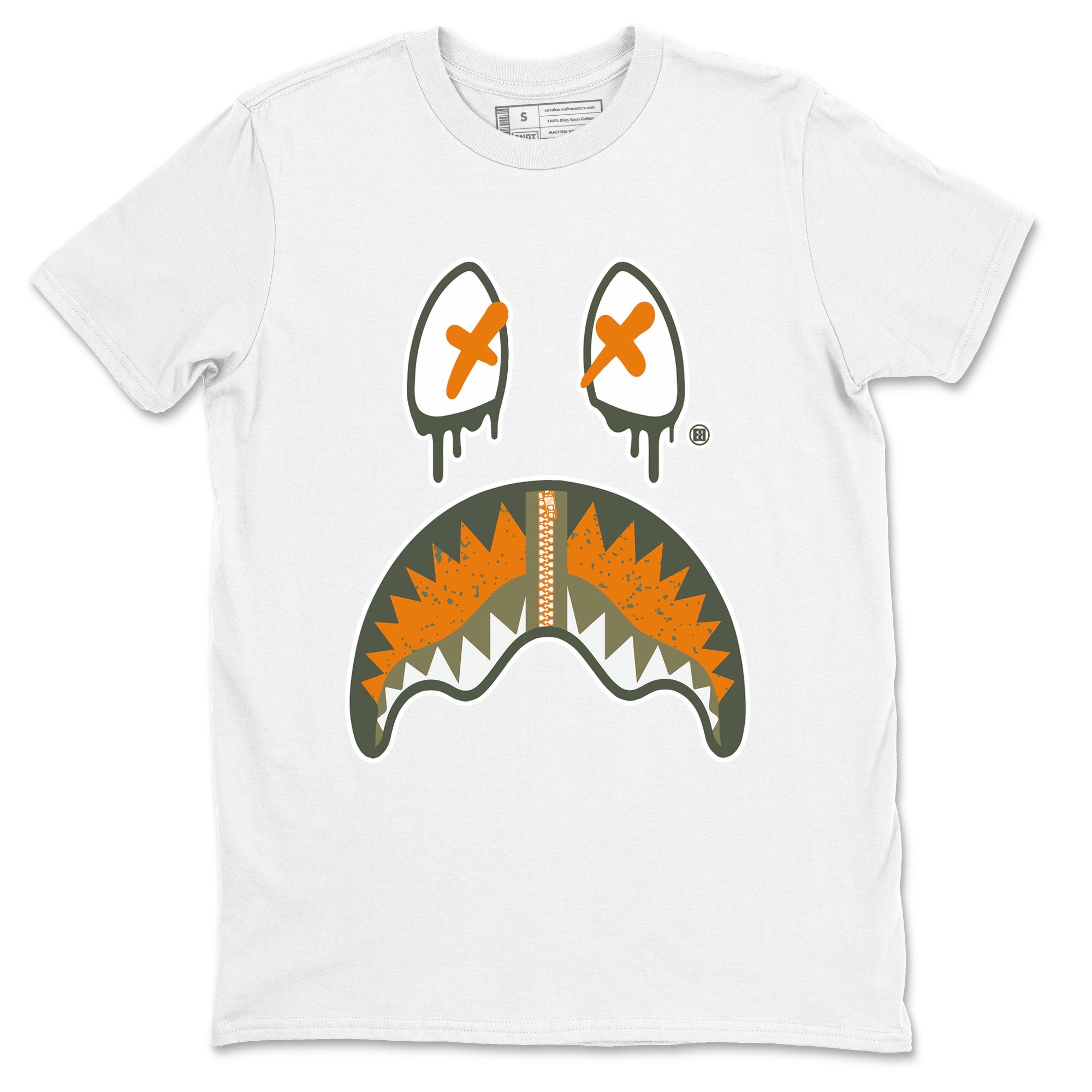 Air Jordan 5 Retro Olive shirt to match jordans Shark Face sneaker tees Air Jordan 5 Olive Drip Gear Zone Sneaker Matching Cotton Shirt unisex cotton White 2 crew neck shirt