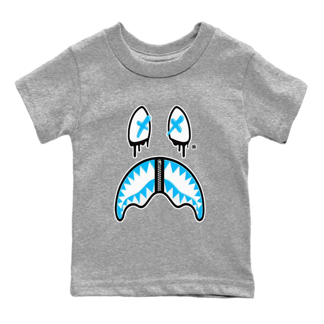 AJ9 Powder Blue shirt to match jordans Shark Face sneaker tees Air Jordan 9 Powder Blue Drip Gear Zone baby toddler Heather Grey 2 cotton Shirt