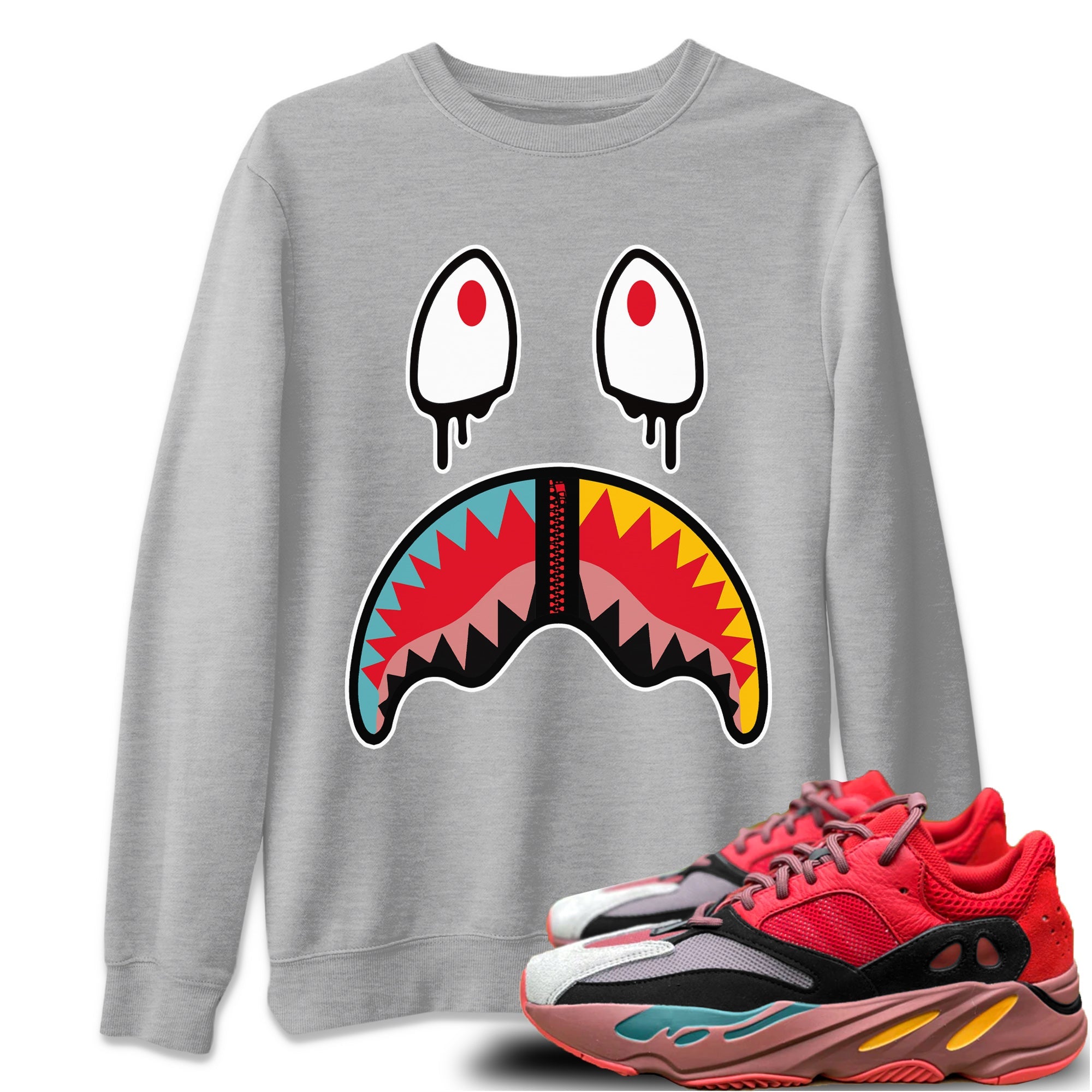 Yeezy 700 Hi-Res Red Shirt To Match Jordans Shark Face Sneaker Tees Yeezy 700 Hi-Res Red Drip Gear Zone Sneaker Matching Clothing Unisex Shirts