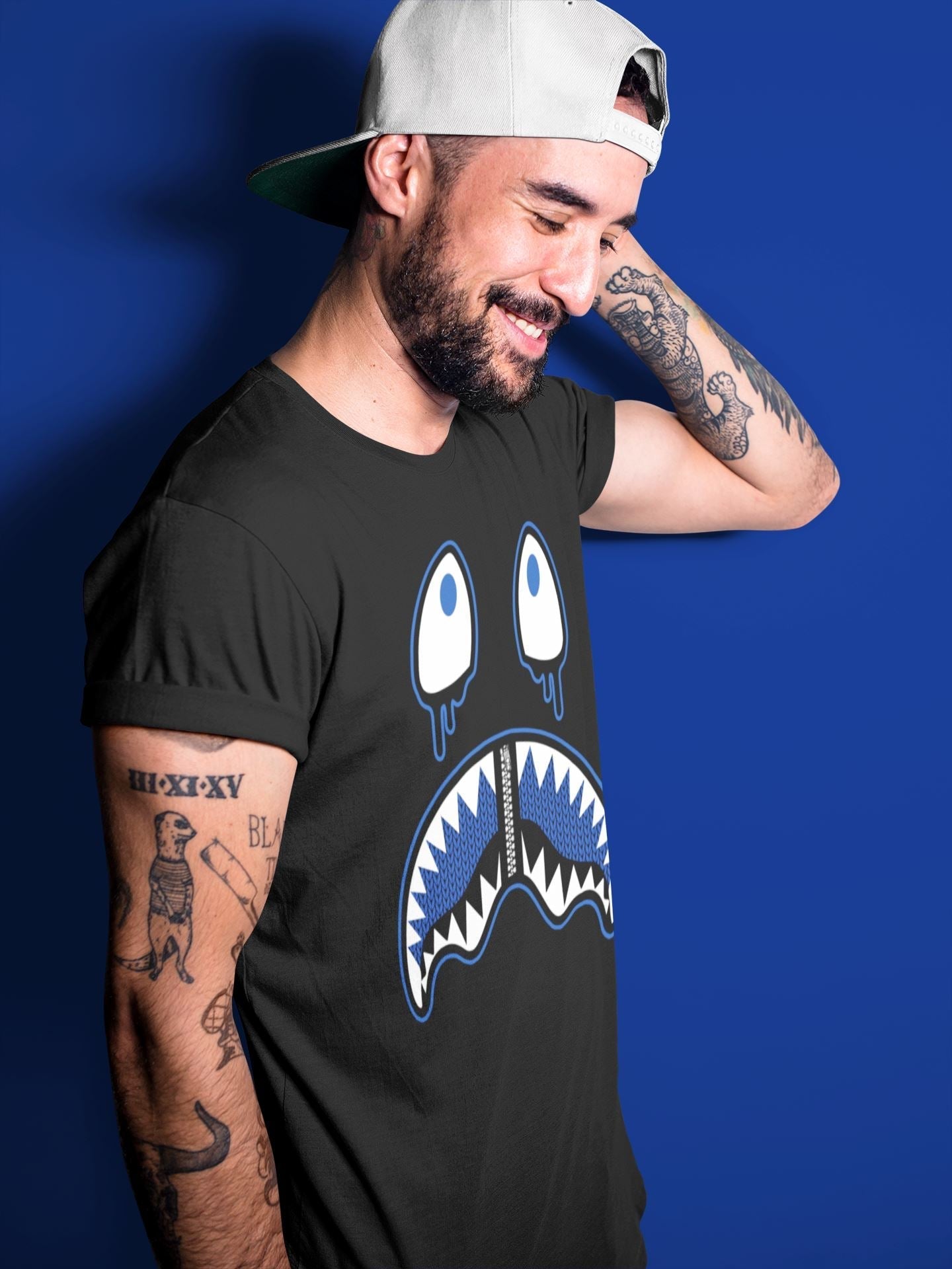 Yeezy 350 Dazzling Blue Shirt To Match Jordans Shark Face Sneaker Tees Yeezy 350 Dazzling Blue Drip Gear Zone Sneaker Matching Clothing Unisex Shirts