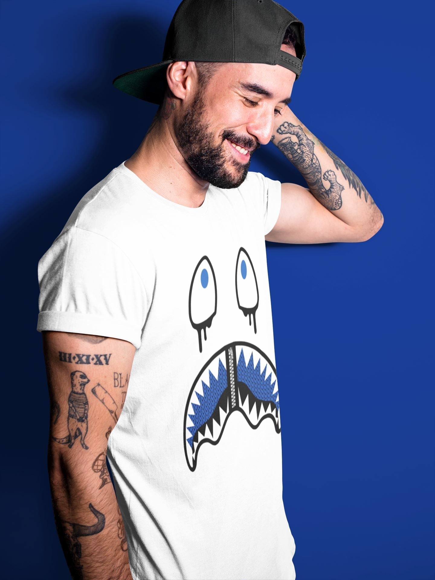 Yeezy 350 Dazzling Blue Shirt To Match Jordans Shark Face Sneaker Tees Yeezy 350 Dazzling Blue Drip Gear Zone Sneaker Matching Clothing Unisex Shirts