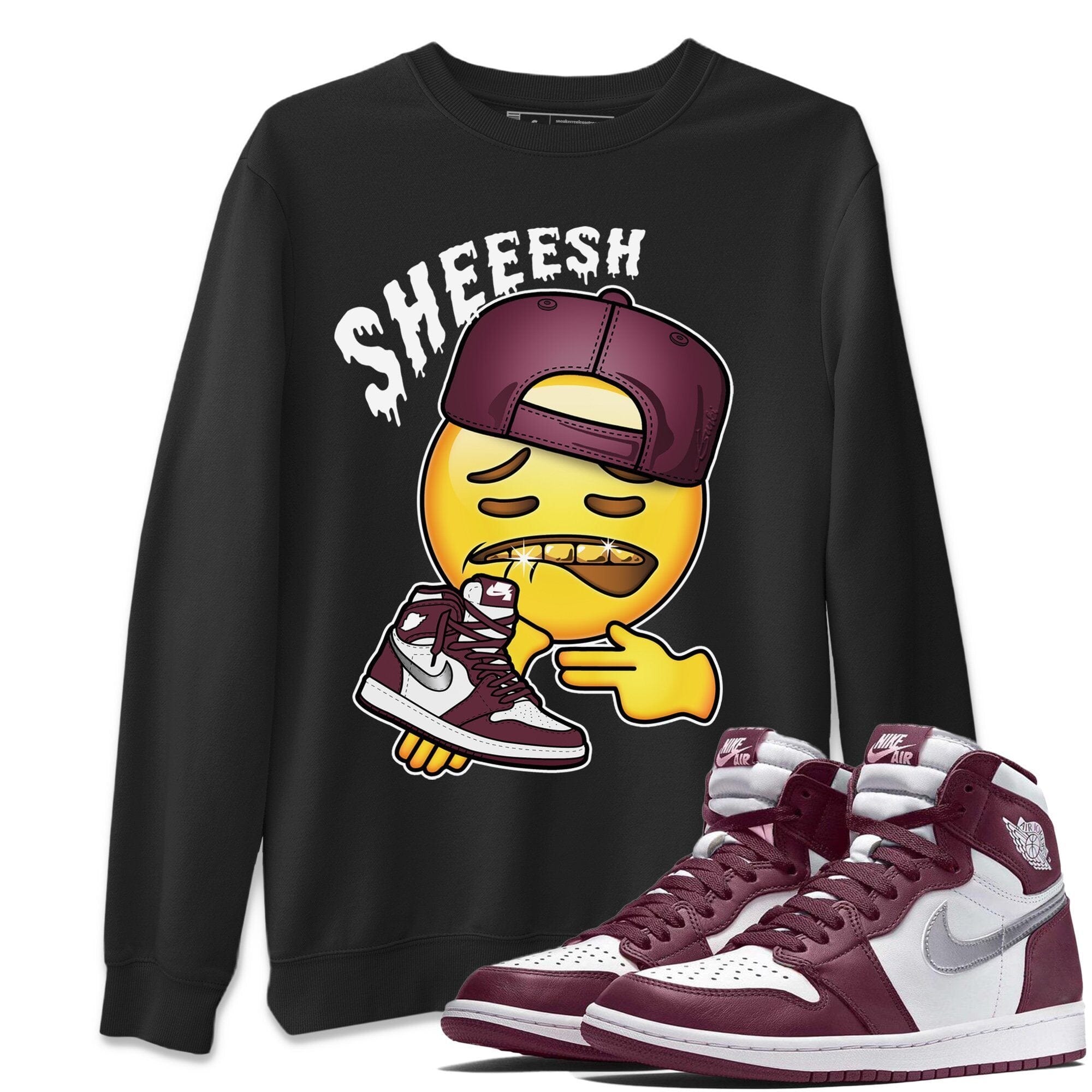 Jordan 1 Bordeaux Sneaker Matching T-Shirt Sheesh Sneaker Tees Jordan 1 Bordeaux Sneaker Release Tees Crew Neck Tees