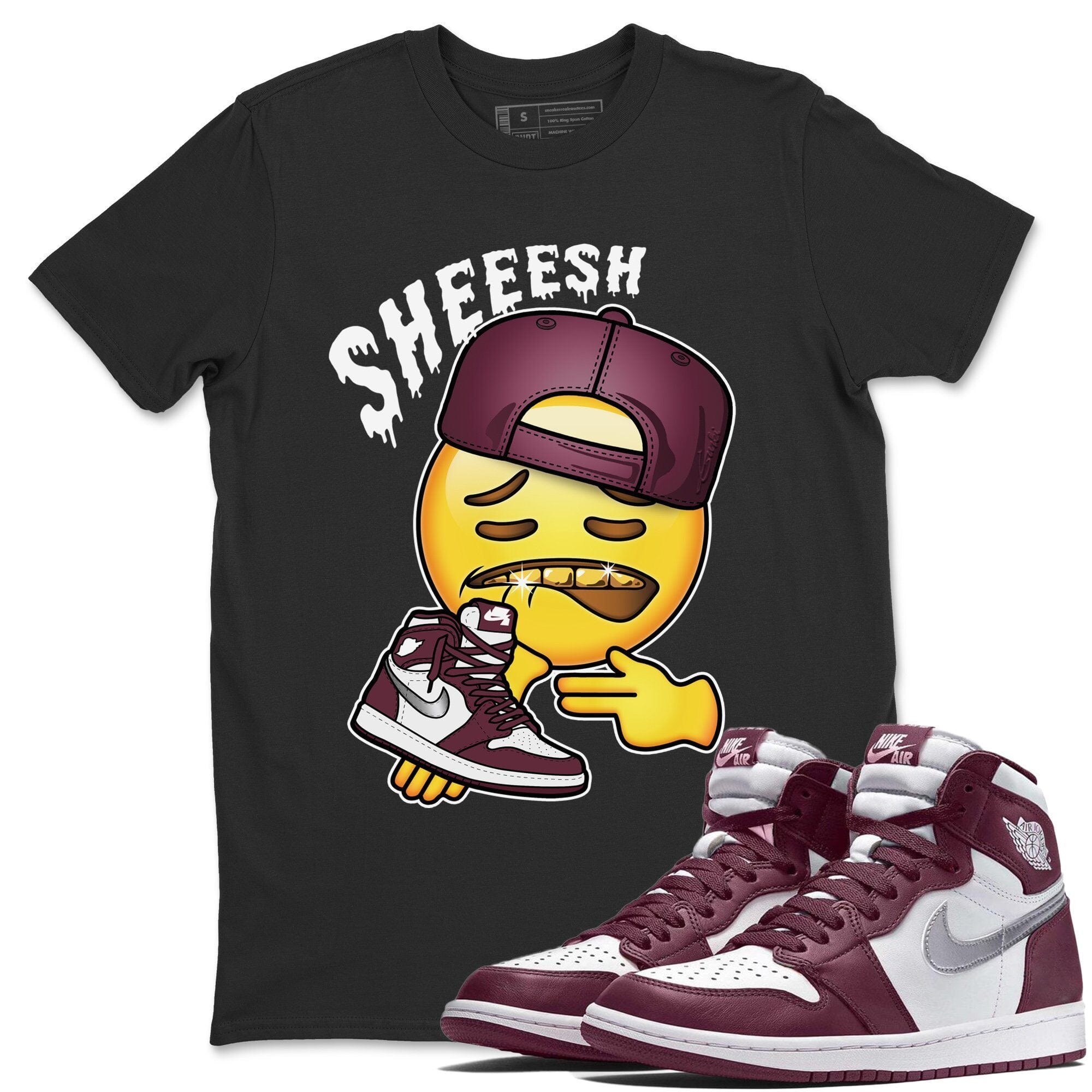 Jordan 1 Bordeaux Sneaker Matching T-Shirt Sheesh Sneaker Tees Jordan 1 Bordeaux Sneaker Release Tees Crew Neck Tees