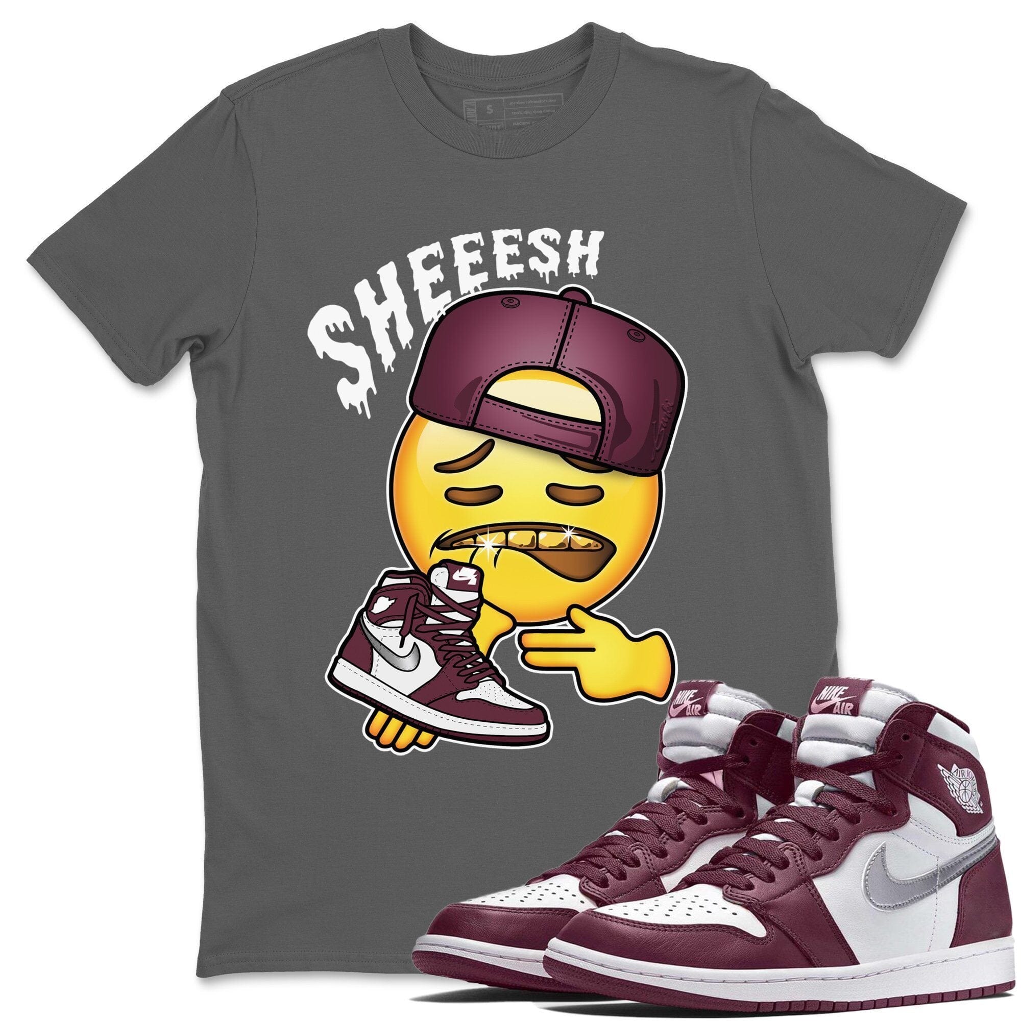 Jordan 1 Bordeaux Sneaker Matching T-Shirt Sheesh Sneaker Tees Jordan 1 Bordeaux Sneaker Release Tees Crew Neck Tees